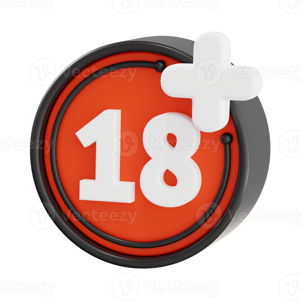 Age Restriction 3d icon, transparent background png