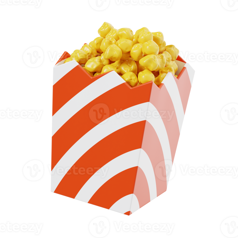 Popcorn 3d icon, transparent background png