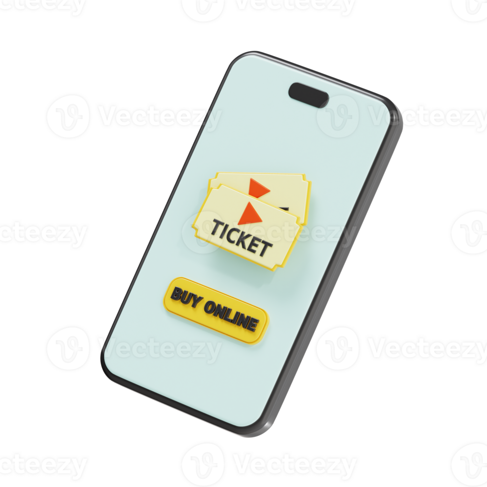 Online Movie Ticket 3d icon, transparent background png