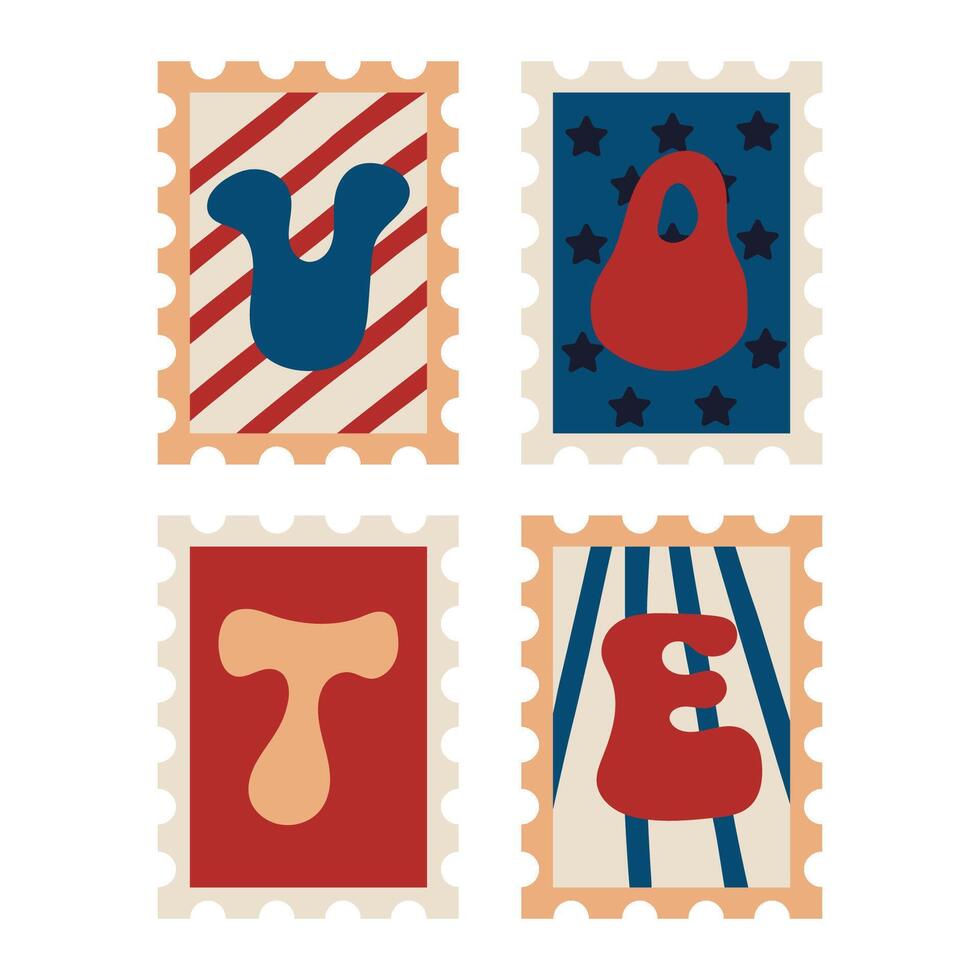 Vote in groovy style. American Election Day for web banners, cards, posters. vector