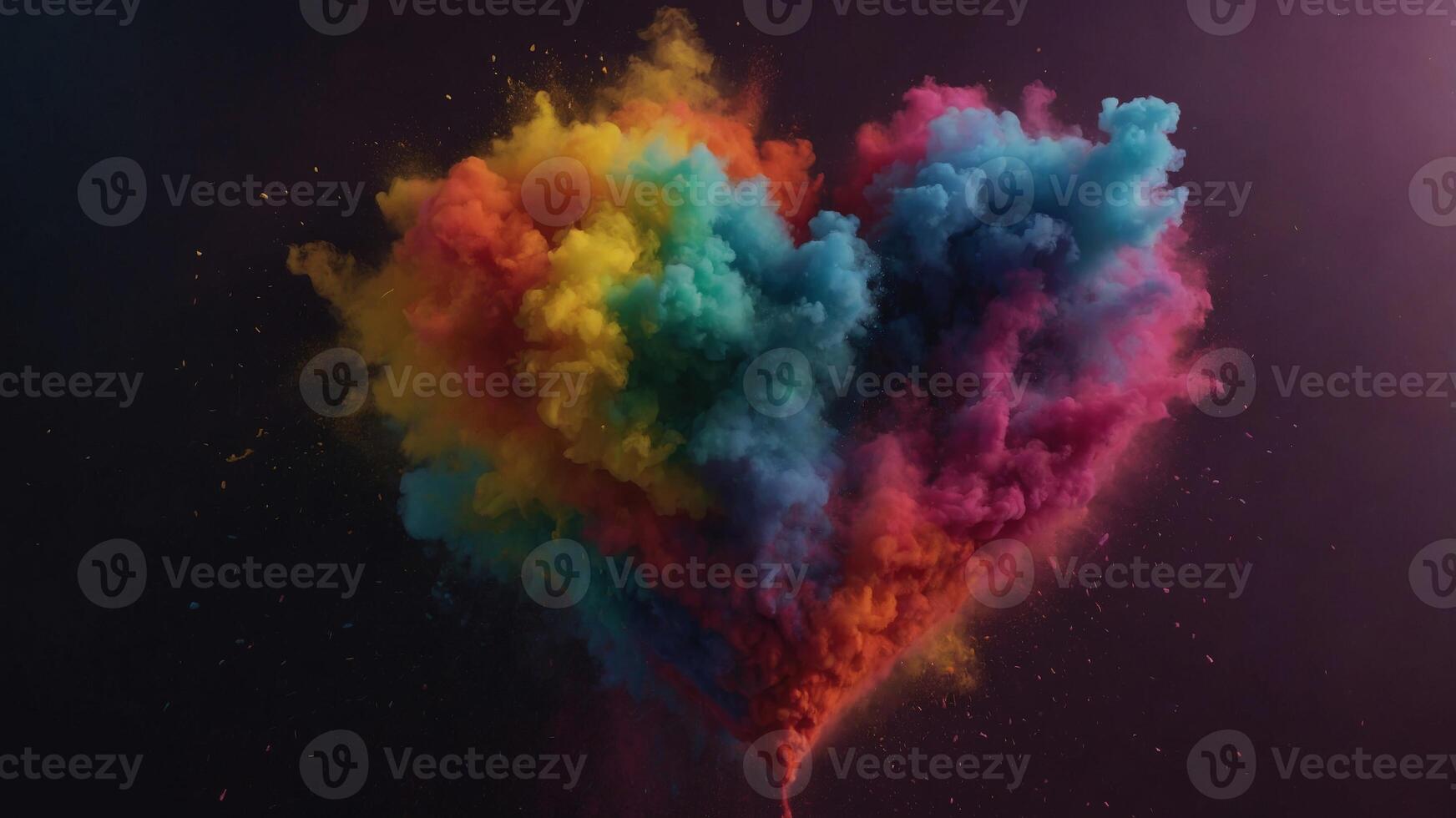 Heart made of multi-colored powder symbolizing the beauty and energy of love on Valentine's Day. photo
