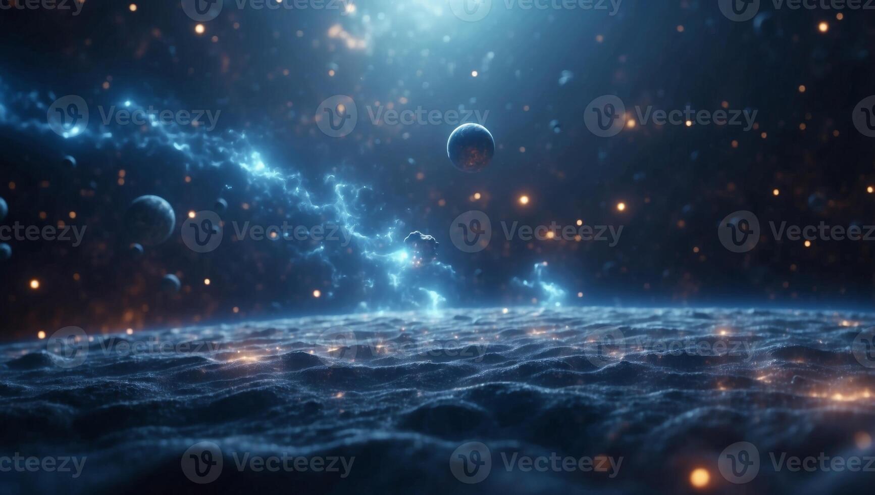 Glowing blue plasma force field creating a mesmerizing spectacle in the vastness of outer space. photo