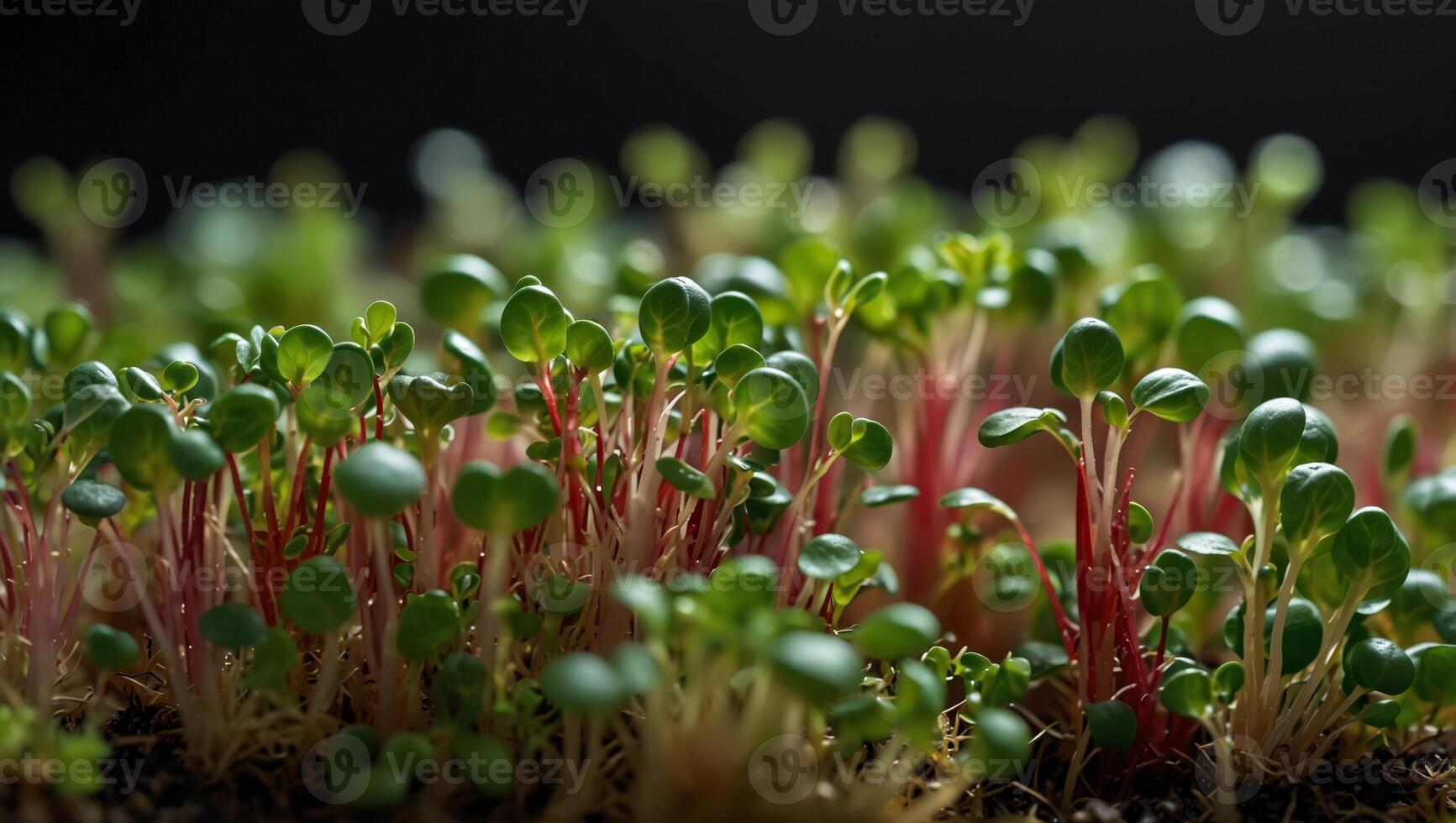 Macro close up of nutrient rich microgreens sprouts, symbolizing fresh superfoods for a healthy diet. photo