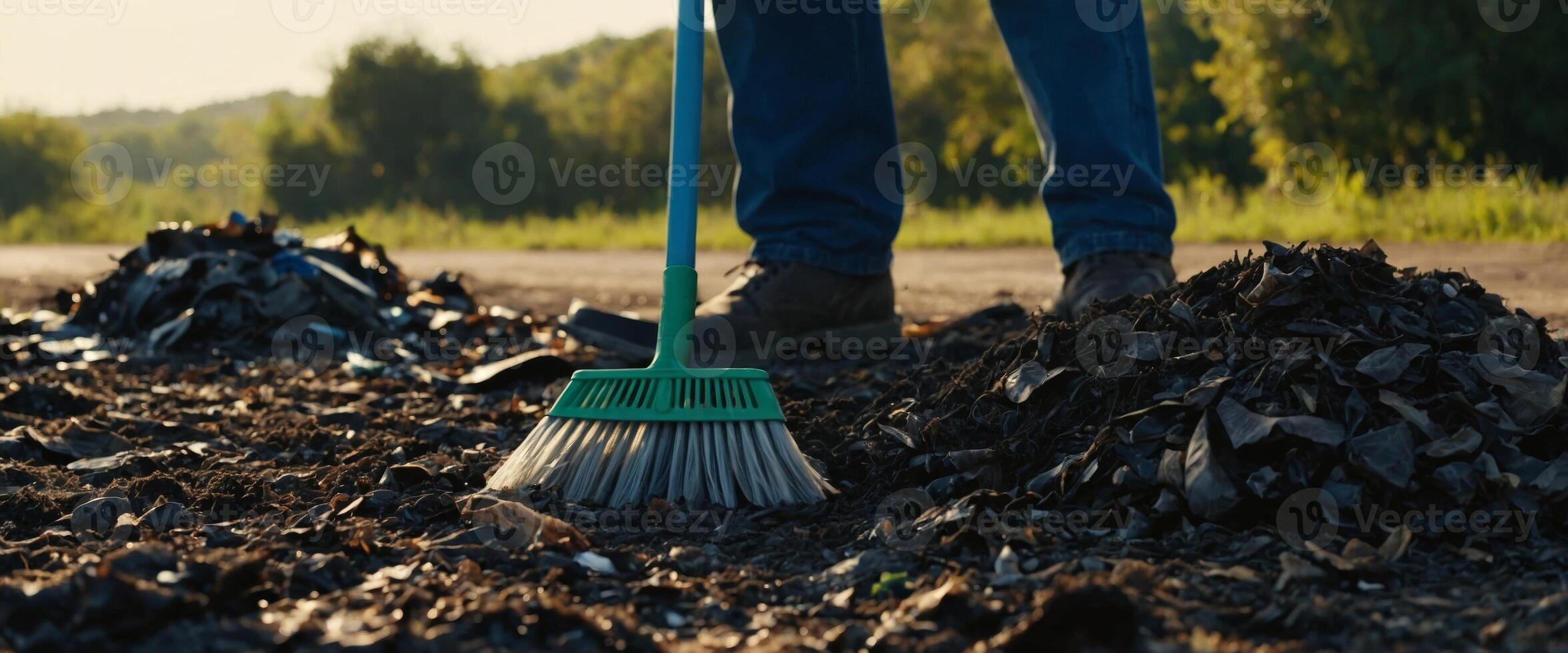 Keep Earth clean idea Recycle and cleaning concept. photo