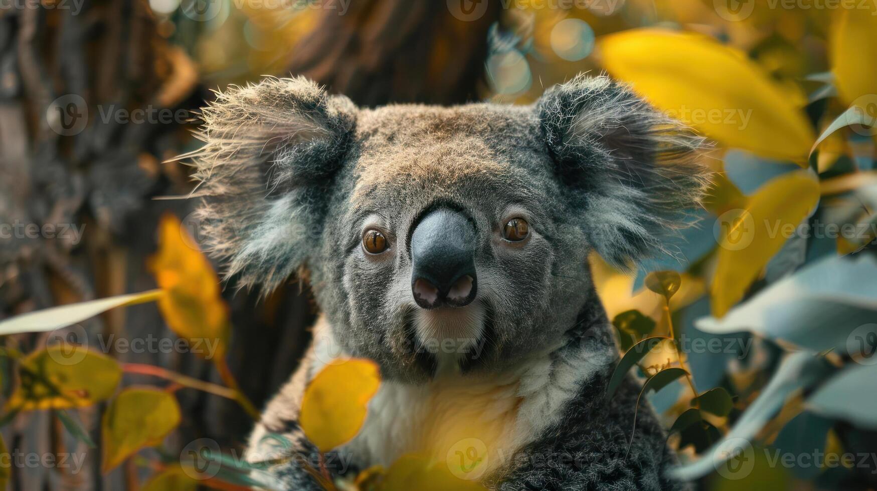 a koala bear that is sitting in a tree photo