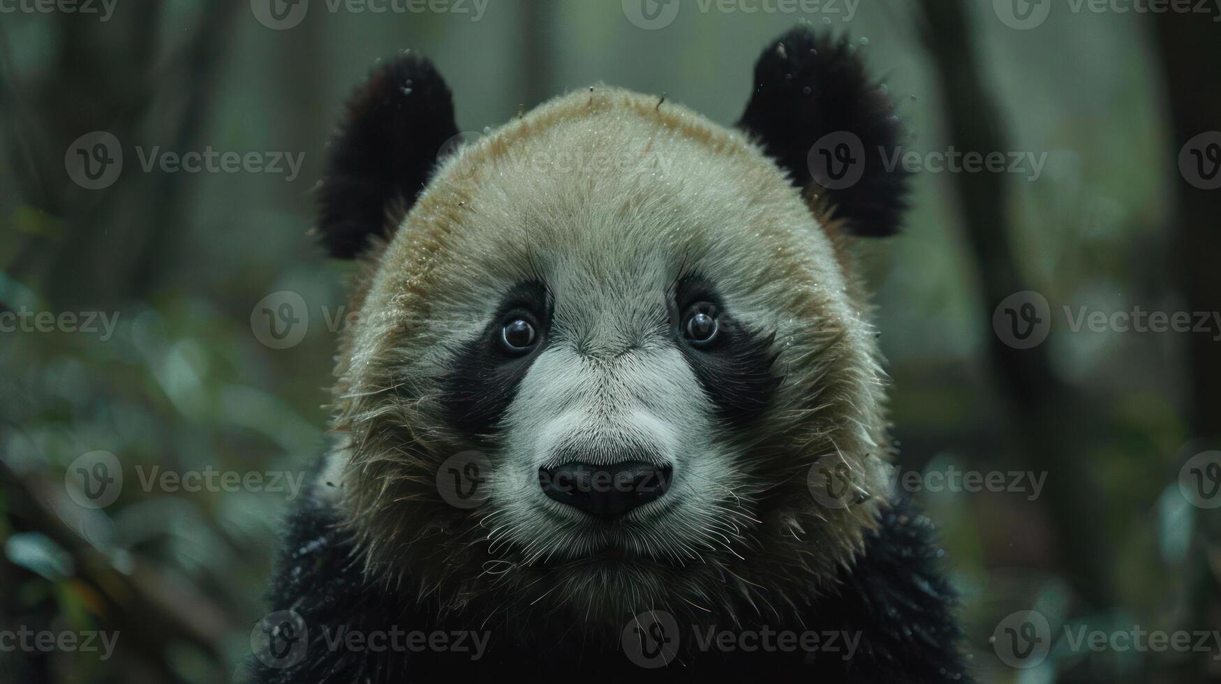 a panda bear that is looking at the camera photo