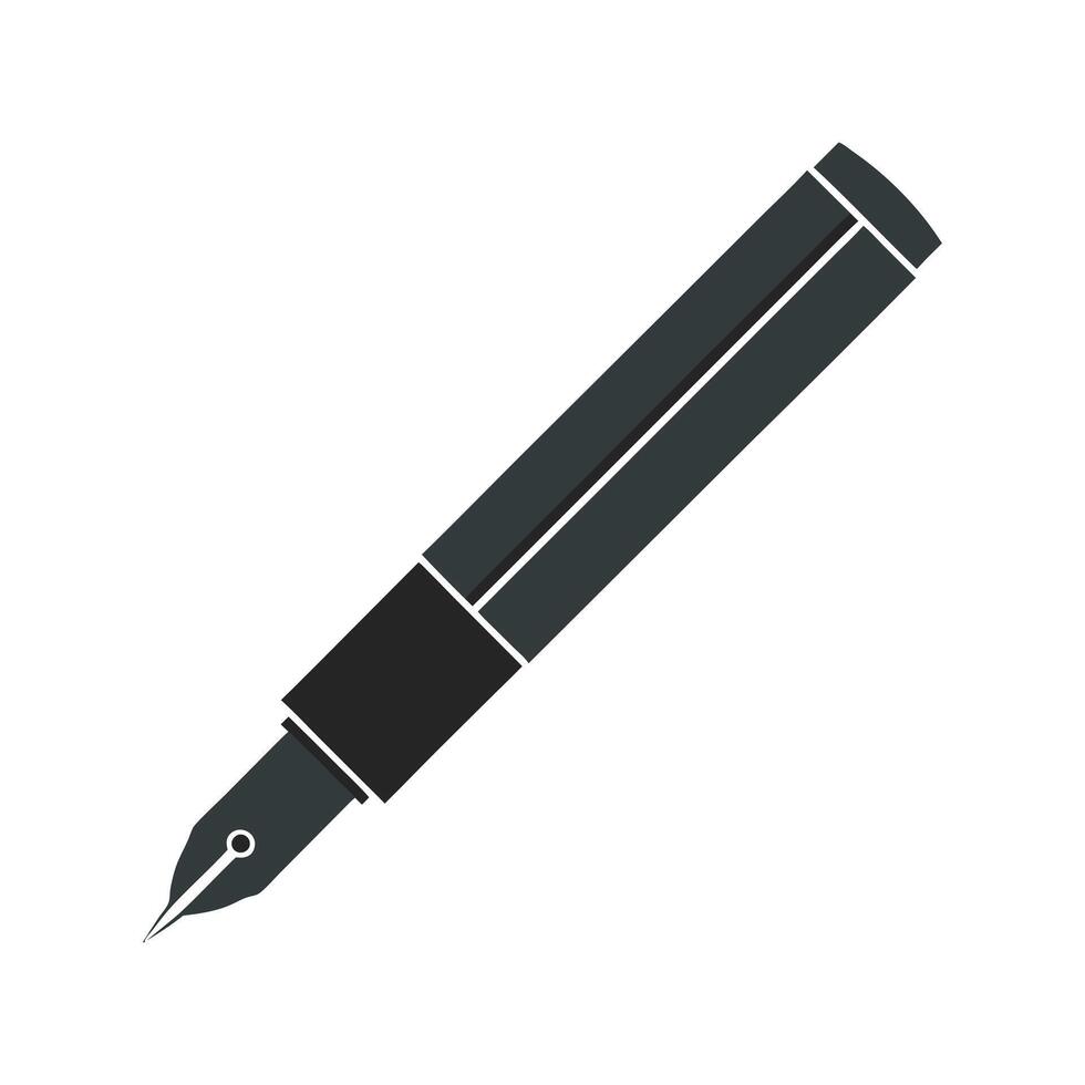 Elegant Black Fountain Pen Silhouette VectorHigh-Quality Black Pen Graphic for Print and Web vector