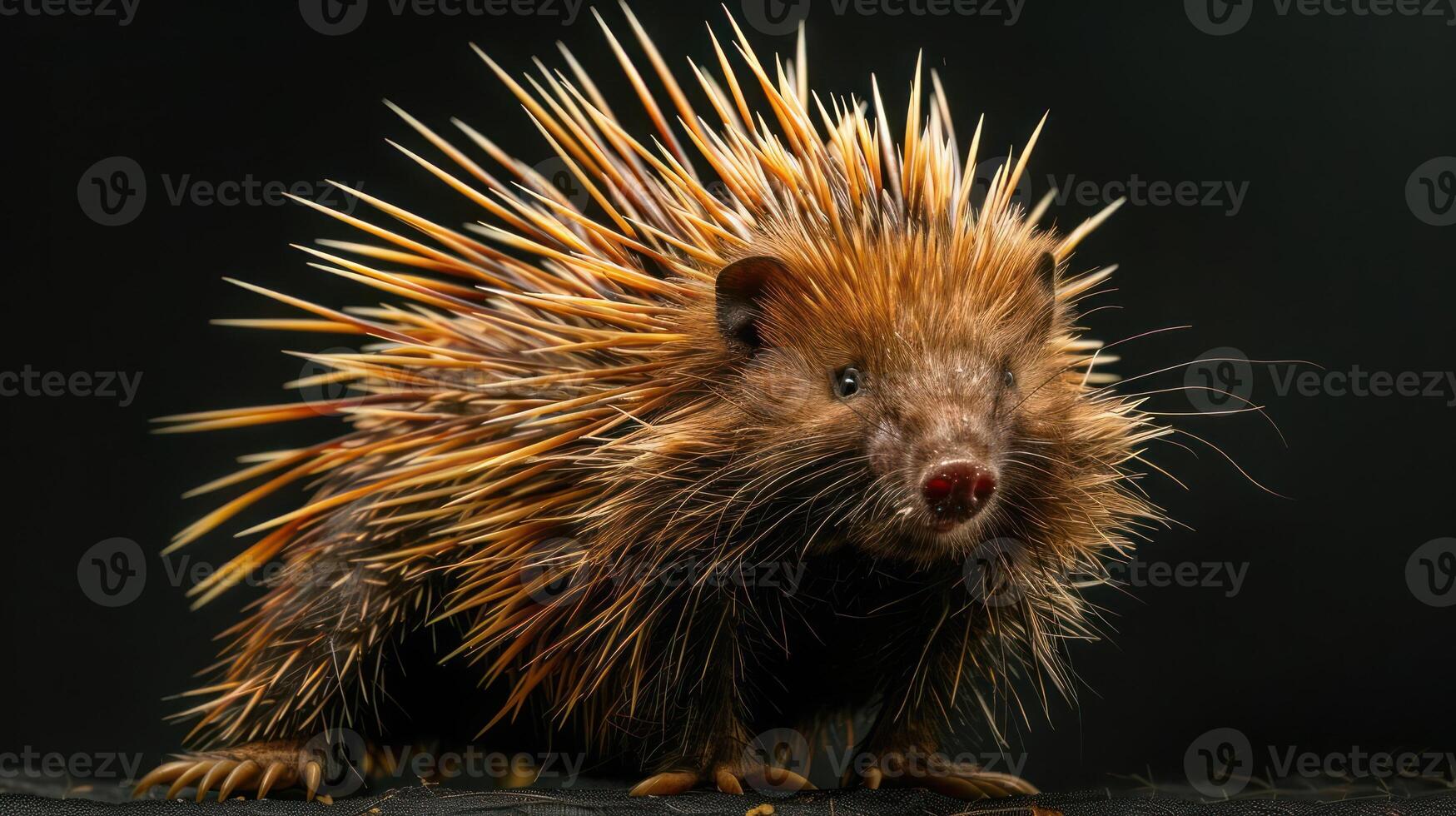 A close-up image of a pangolin, known for its many horns and spiky scales. photo