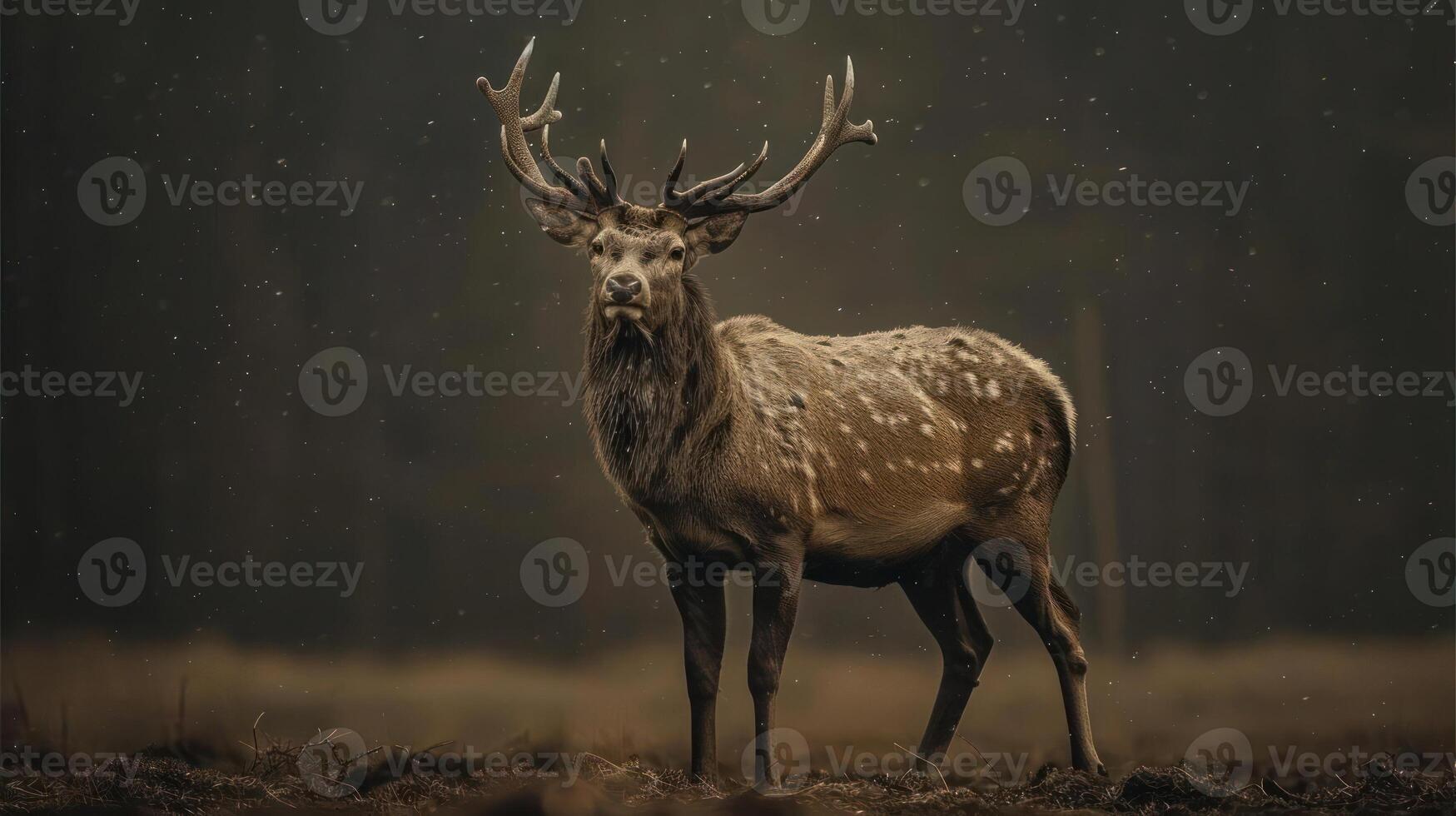 Glowing antlers on deer. Rainbow colors. photo