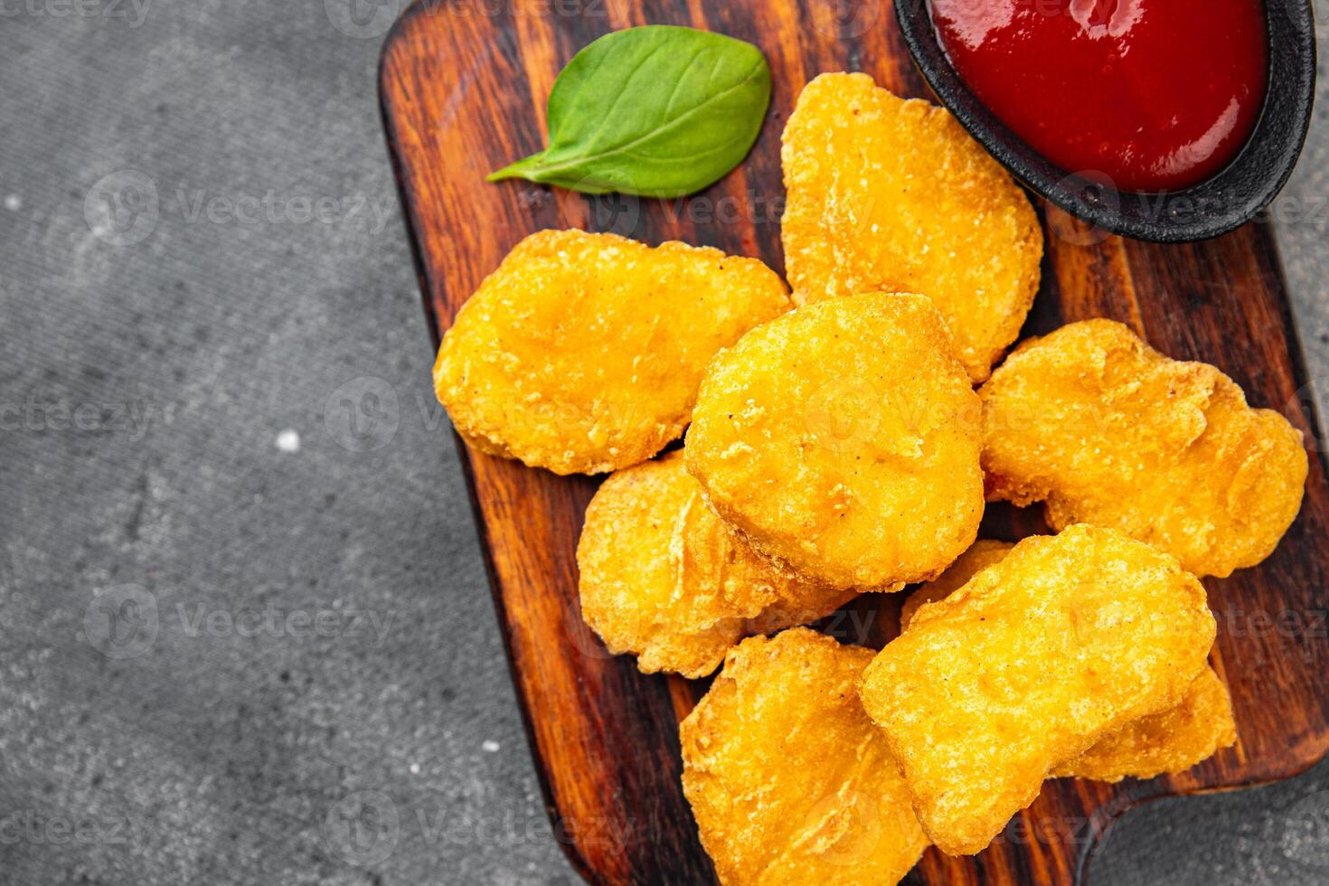 nuggets chicken meat deep fried fresh meal food snack on the table copy space food background rustic top view photo
