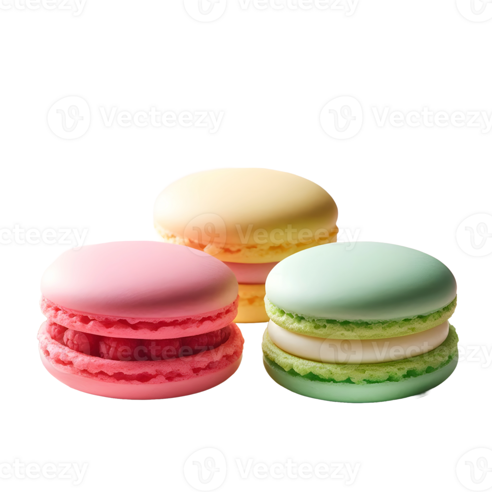 Colorful macaroons isolated on transparent background png