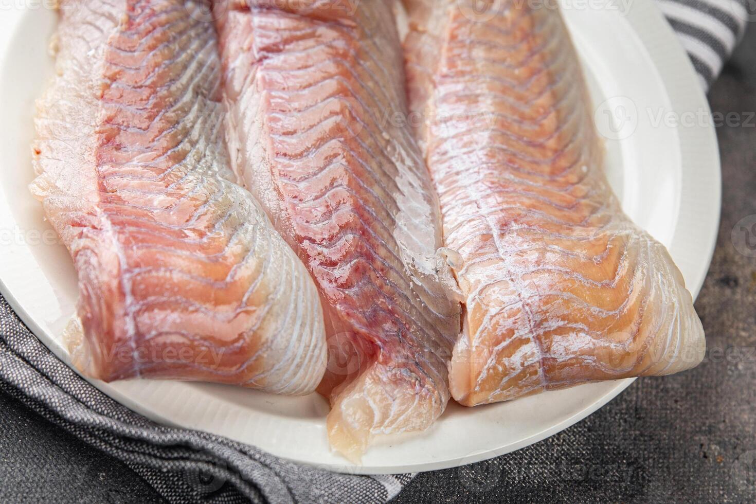 fillet raw white fish cod or halibut fresh meal food snack on the table copy space food background rustic top view photo