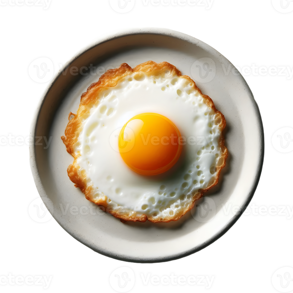 Fried egg on a plate isolated on transparent background png