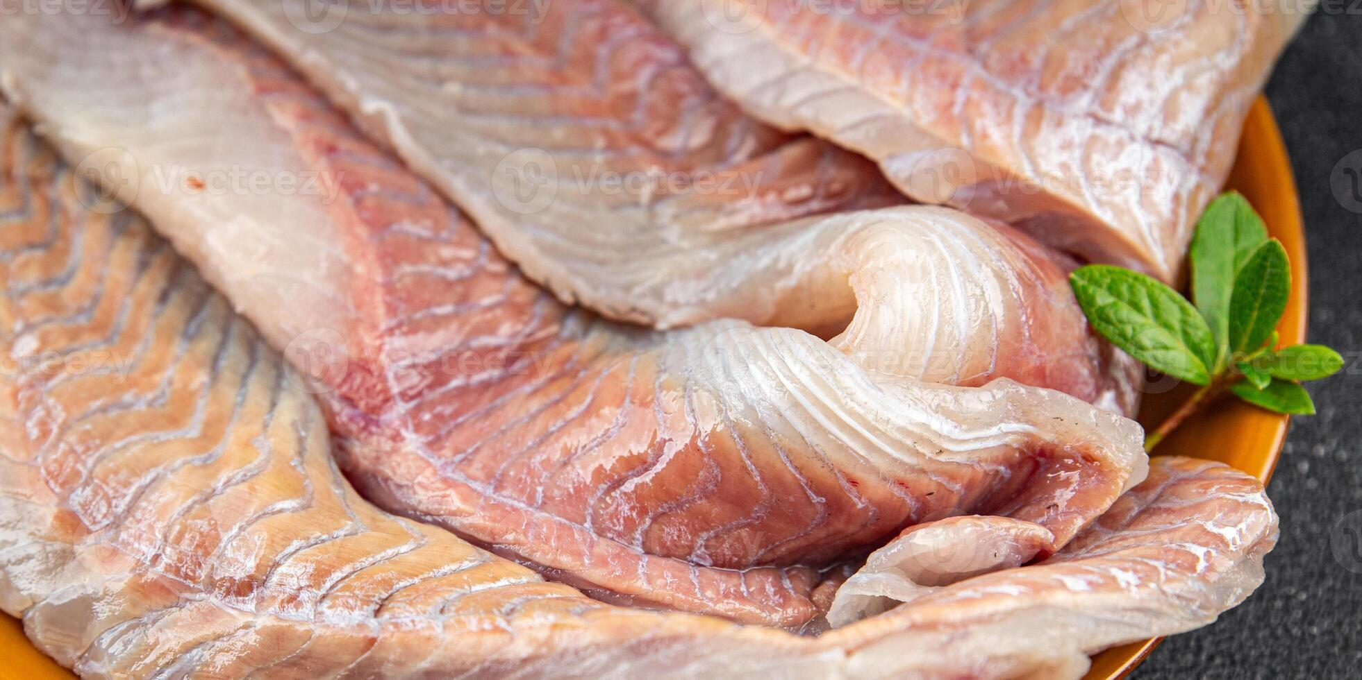 fillet raw white fish cod or halibut fresh meal food snack on the table copy space food background rustic top view photo