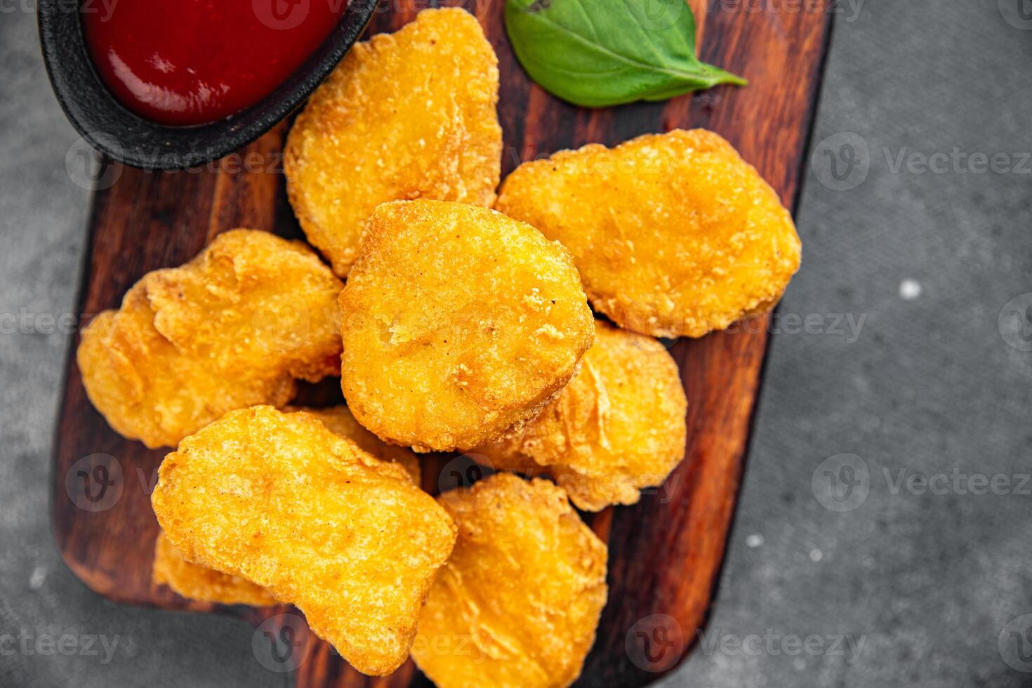 nuggets chicken meat deep fried fresh meal food snack on the table copy space food background rustic top view photo