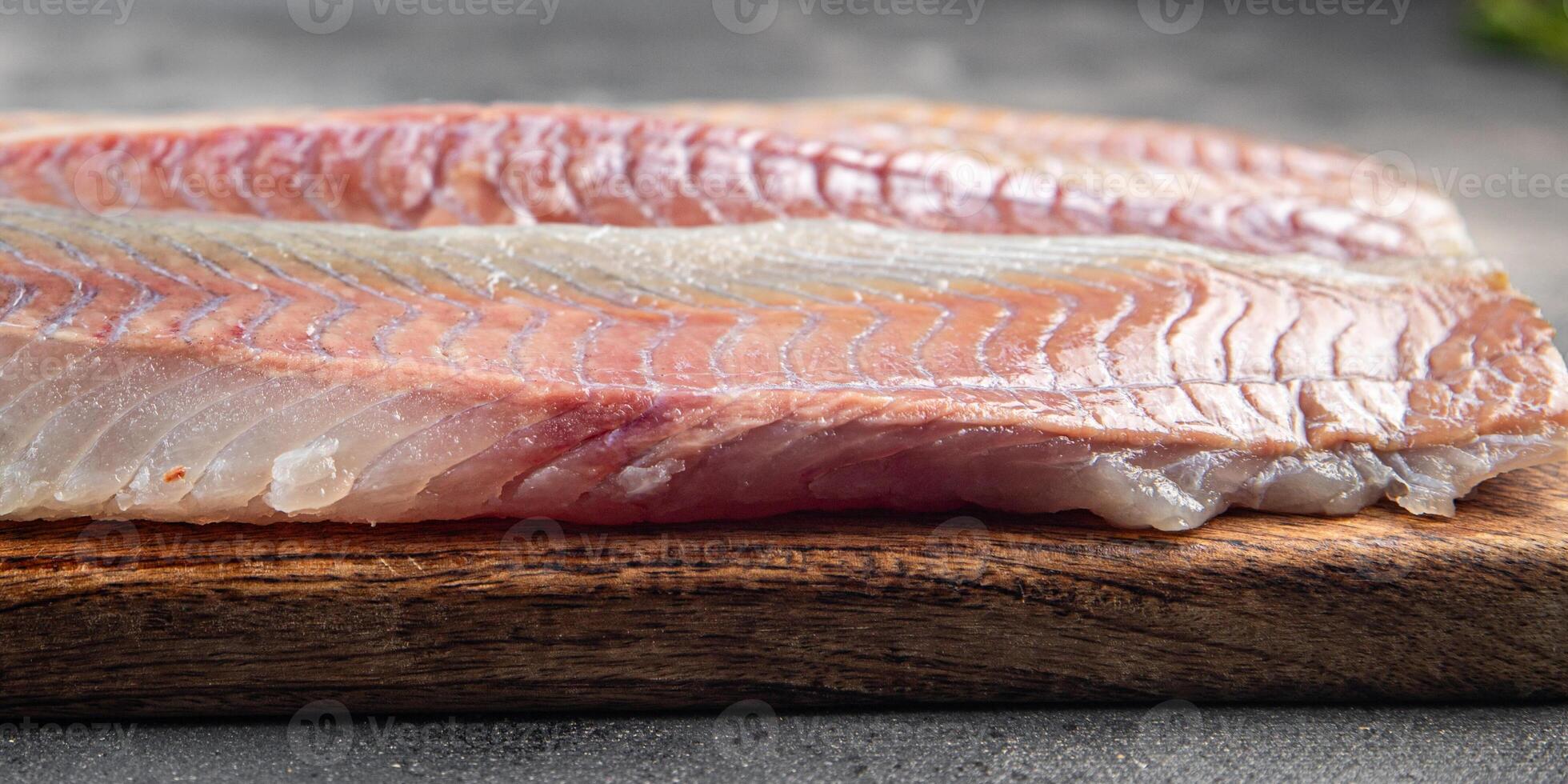 fillet raw white fish cod or halibut fresh meal food snack on the table copy space food background rustic top view photo