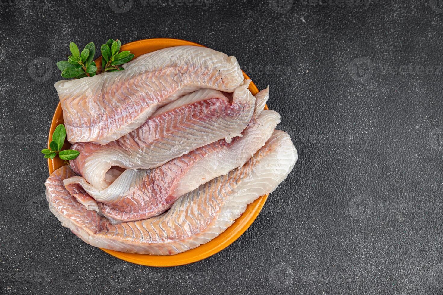 fillet raw white fish cod or halibut fresh meal food snack on the table copy space food background rustic top view photo