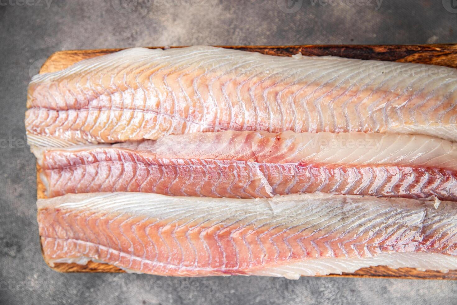 fillet raw white fish cod or halibut fresh meal food snack on the table copy space food background rustic top view photo