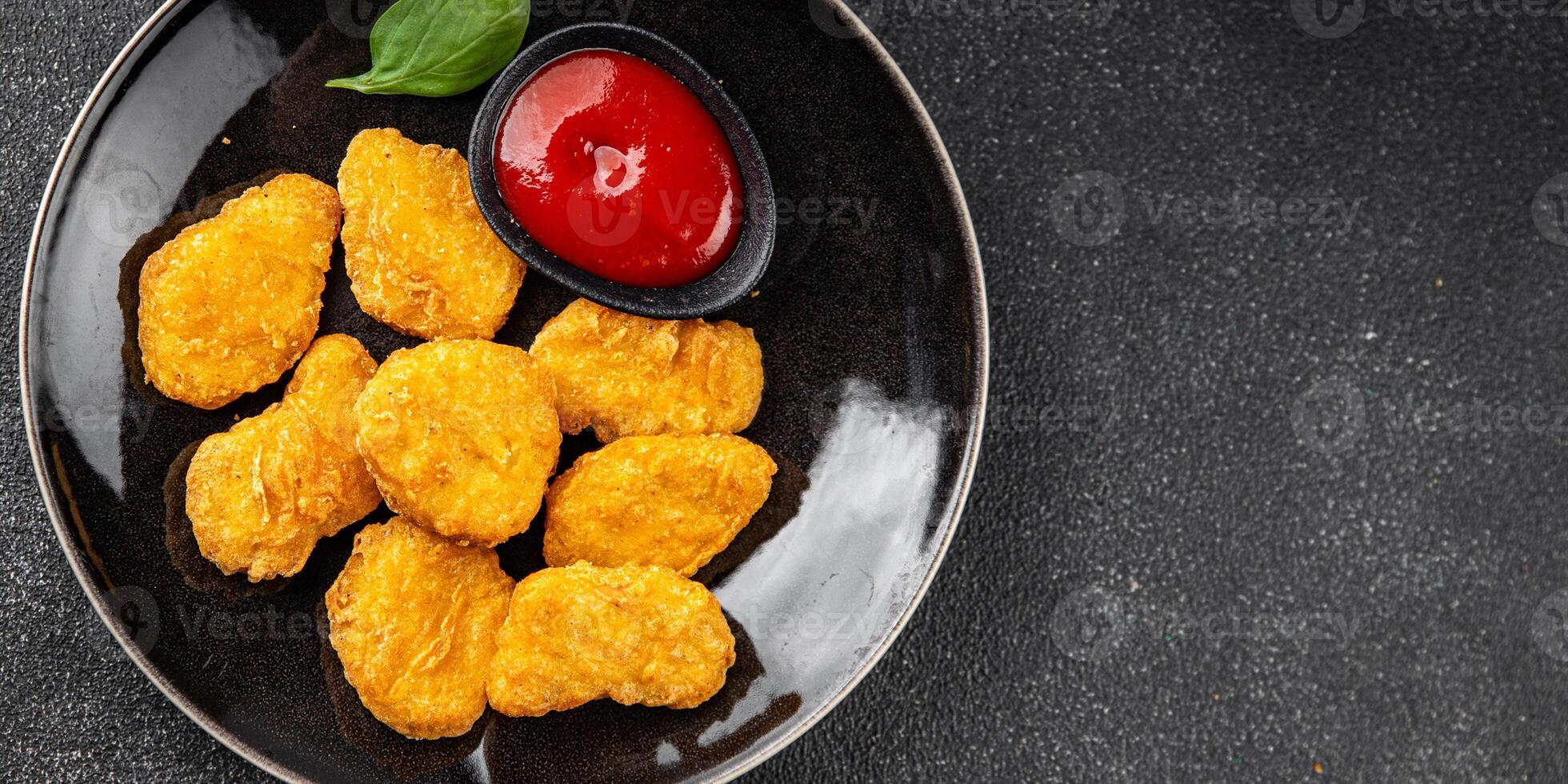 nuggets chicken meat deep fried fresh meal food snack on the table copy space food background rustic top view photo