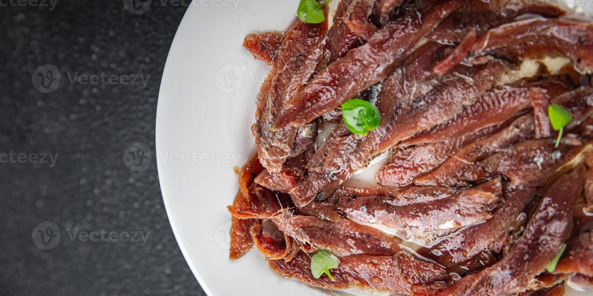 anchovies canned fish in oil fresh and tasty seafood meal food snack on the table copy space food photo