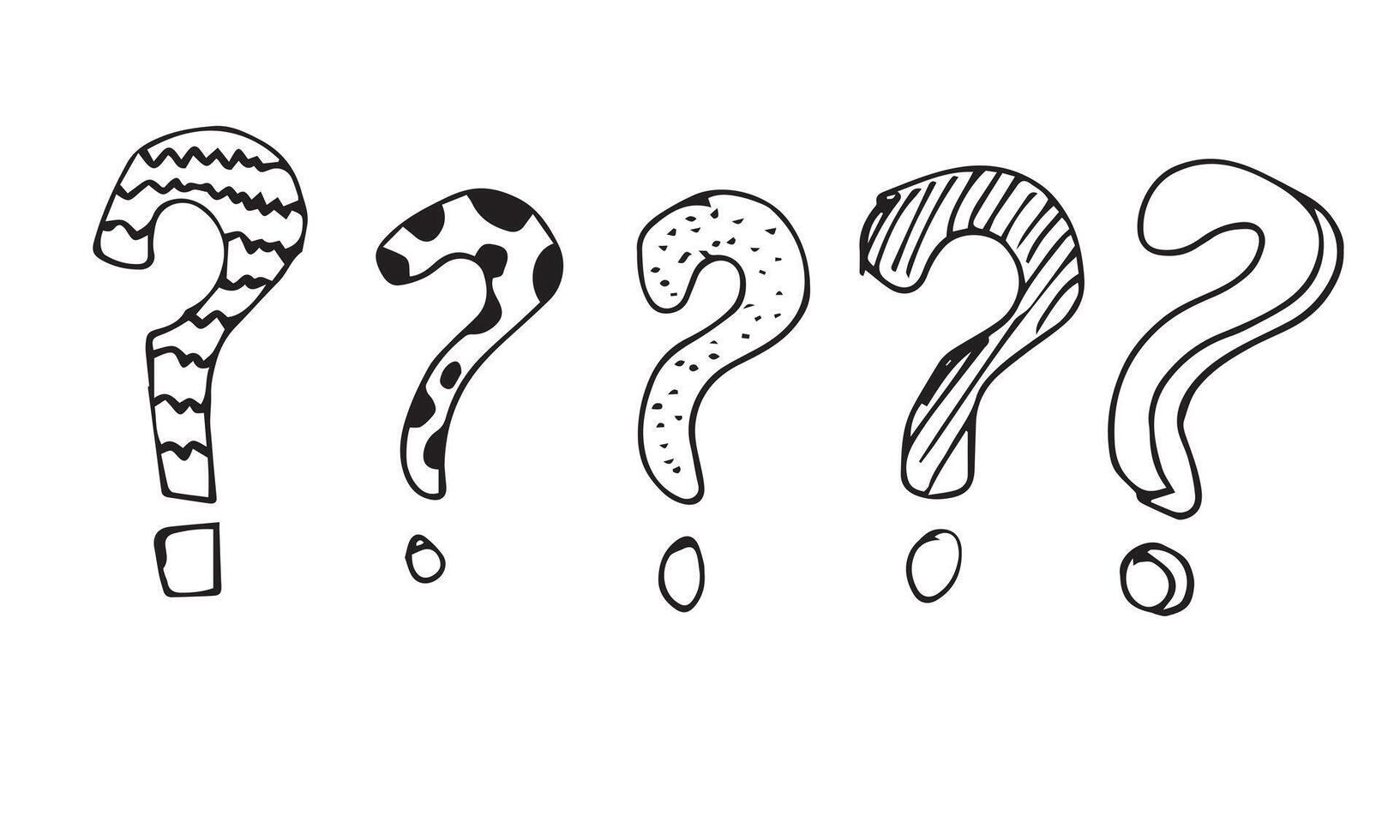 Image of question mark icon in doodle style on white background. vector
