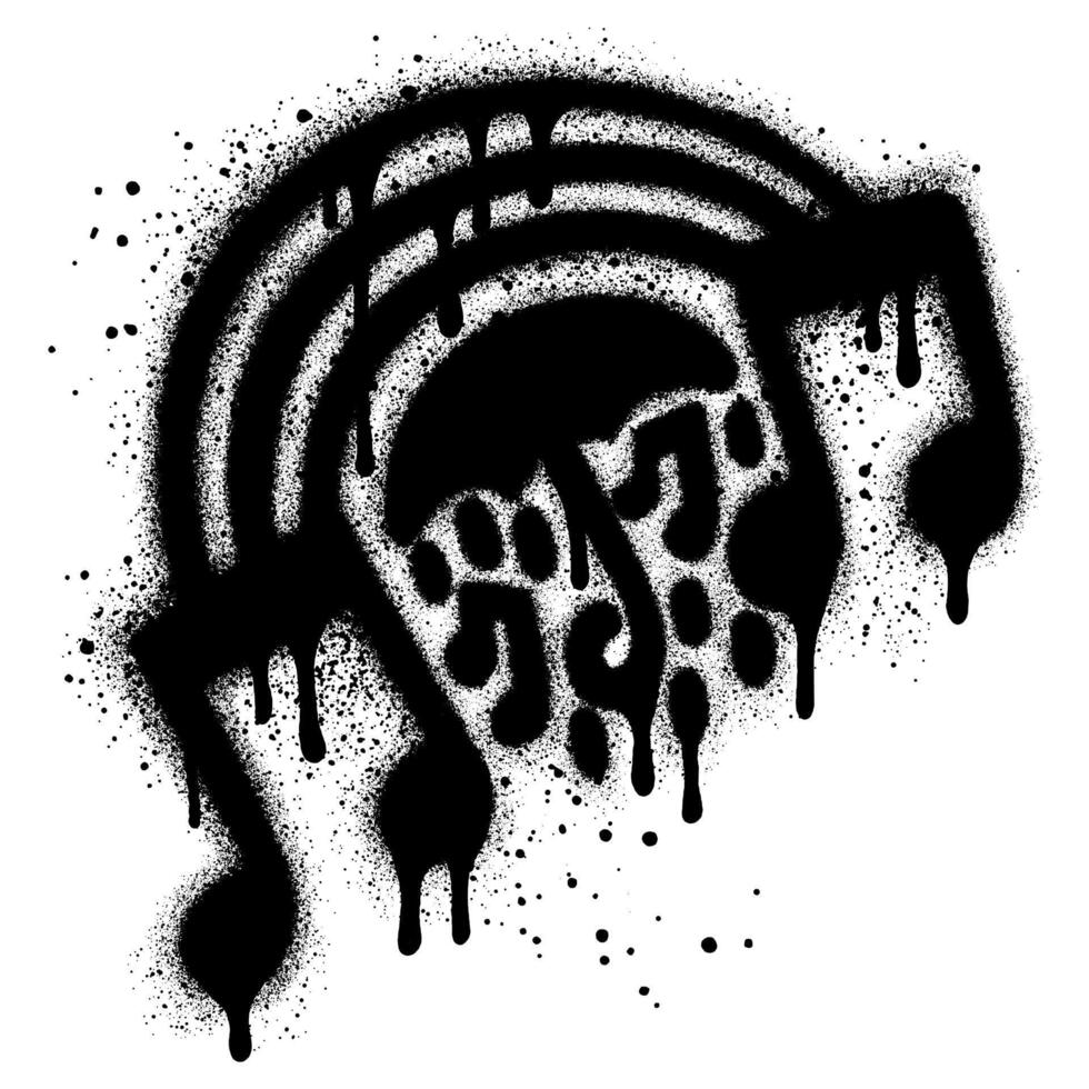 Tone Icon Graffiti that resembles a rainbow. graffiti music icon with over spray in black on white. vector