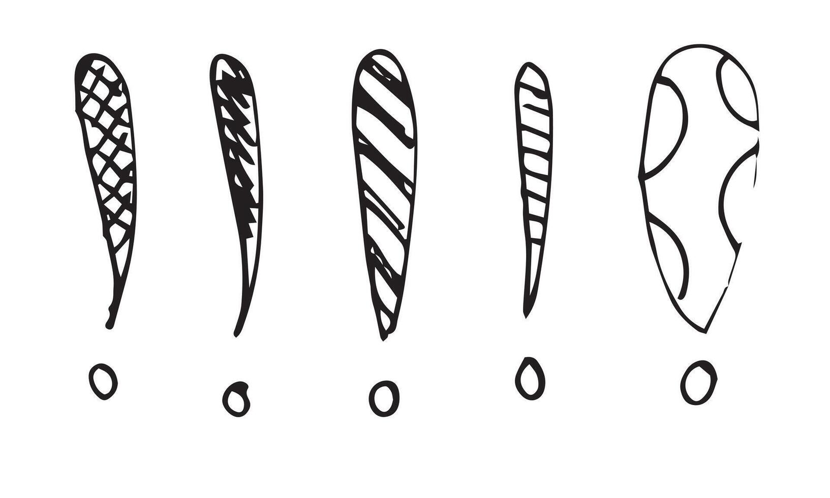 Image of exclamation mark icon in doodle style on white background. vector