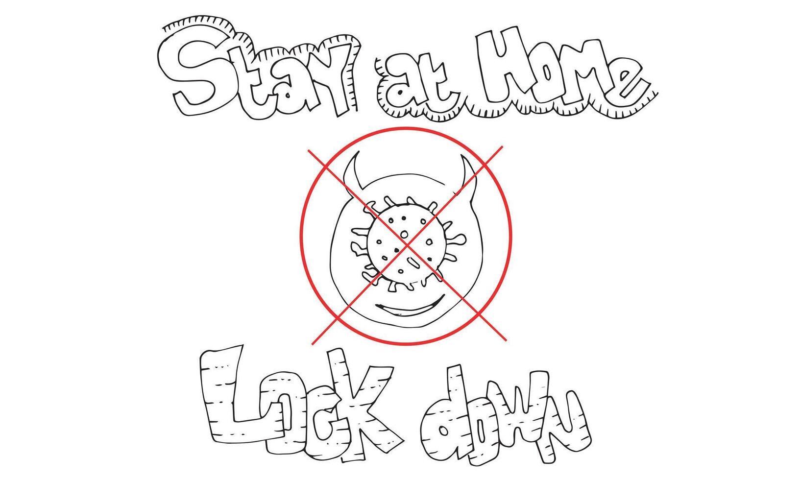 Stay at home, lock down poster design . Cute Lettering typography design for self protection times and home awareness social media campaign and coronavirus prevention . vector
