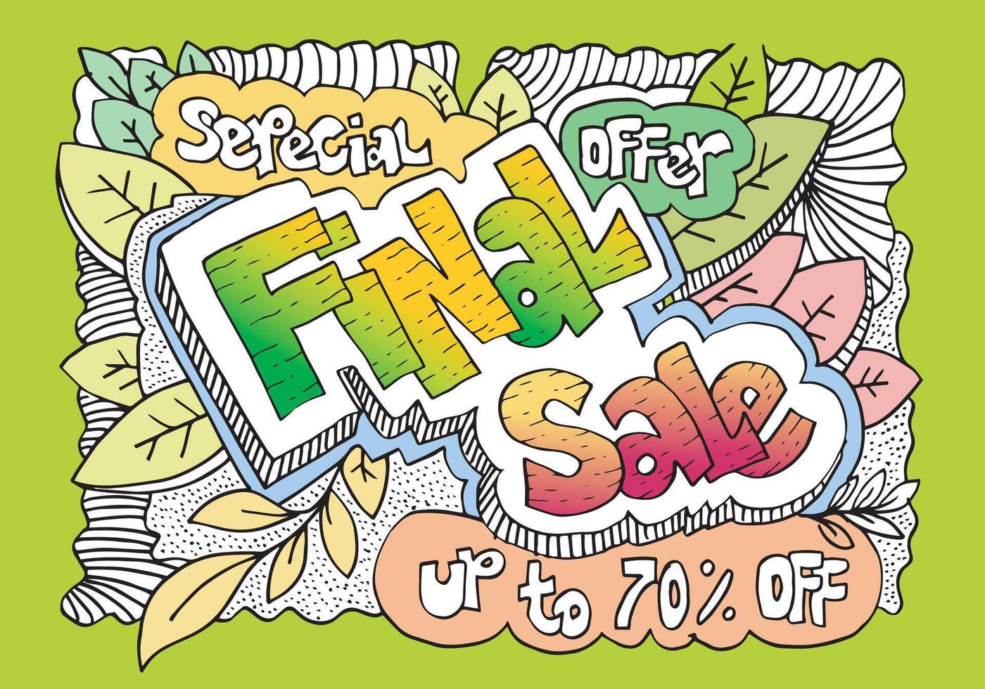 final sale poster, hand drawn doodle style sale drawing.Sale banner template design. vector