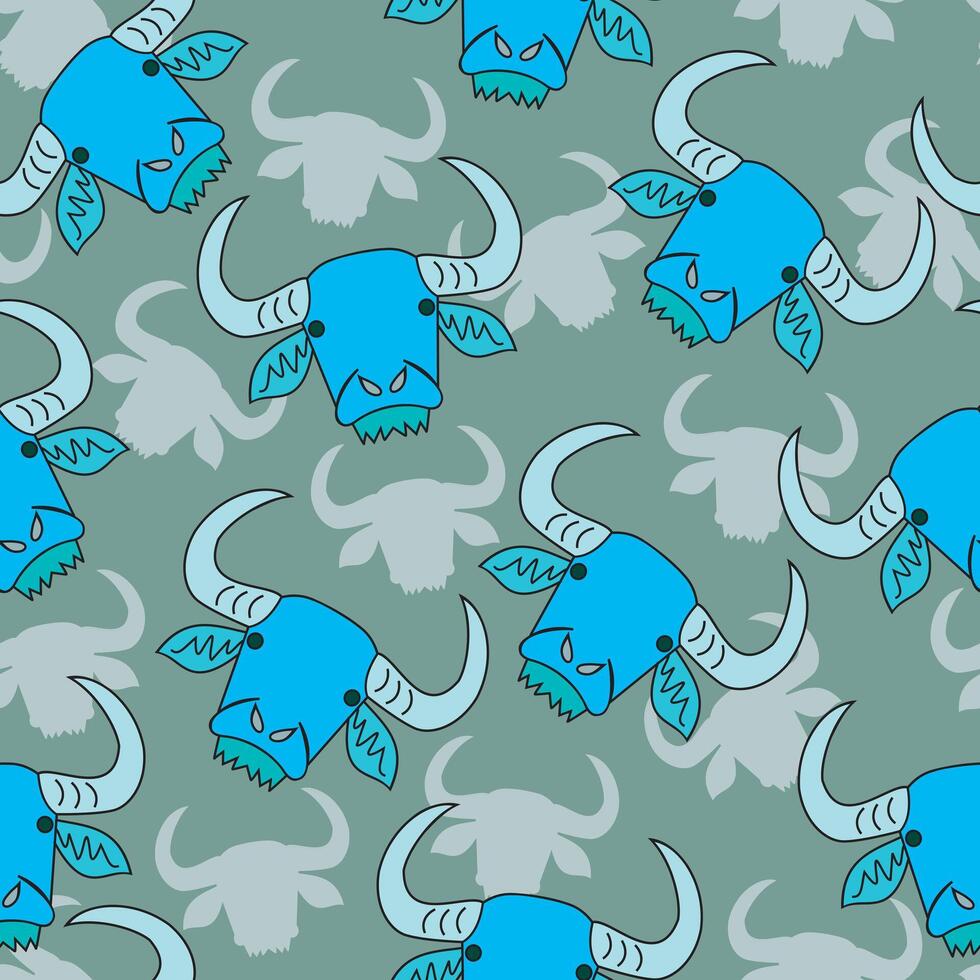 cute buffalo seamless pattern on white grey background for wallpaper, printing, and textile. vector
