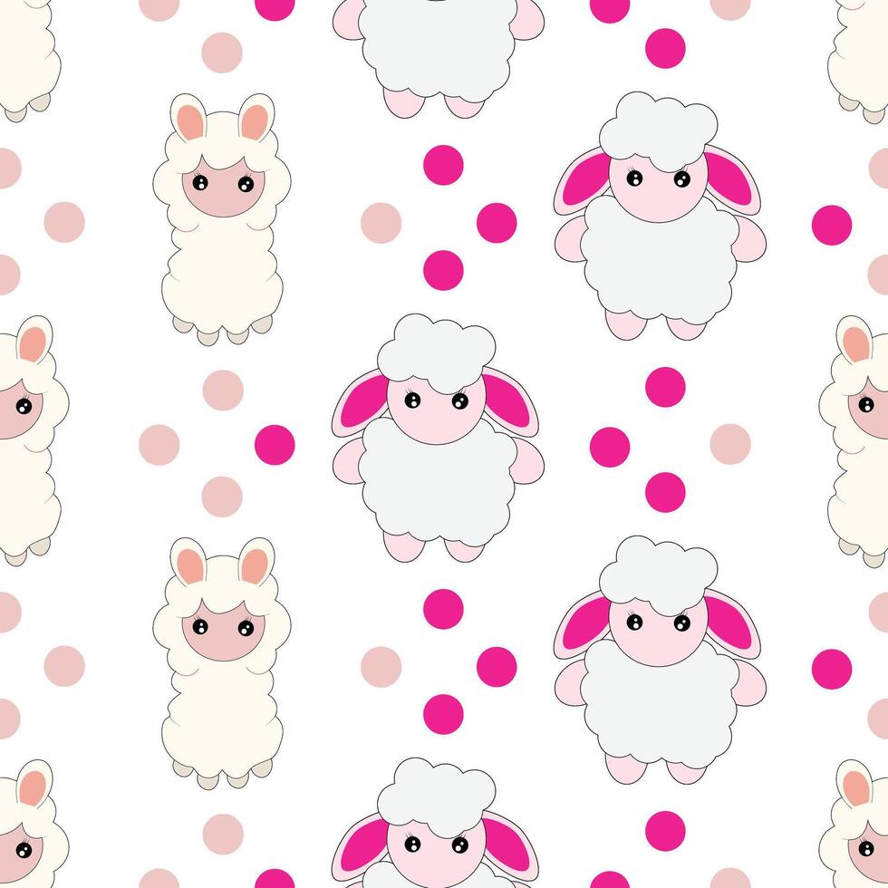 Seamless pattern with cute sheep vector