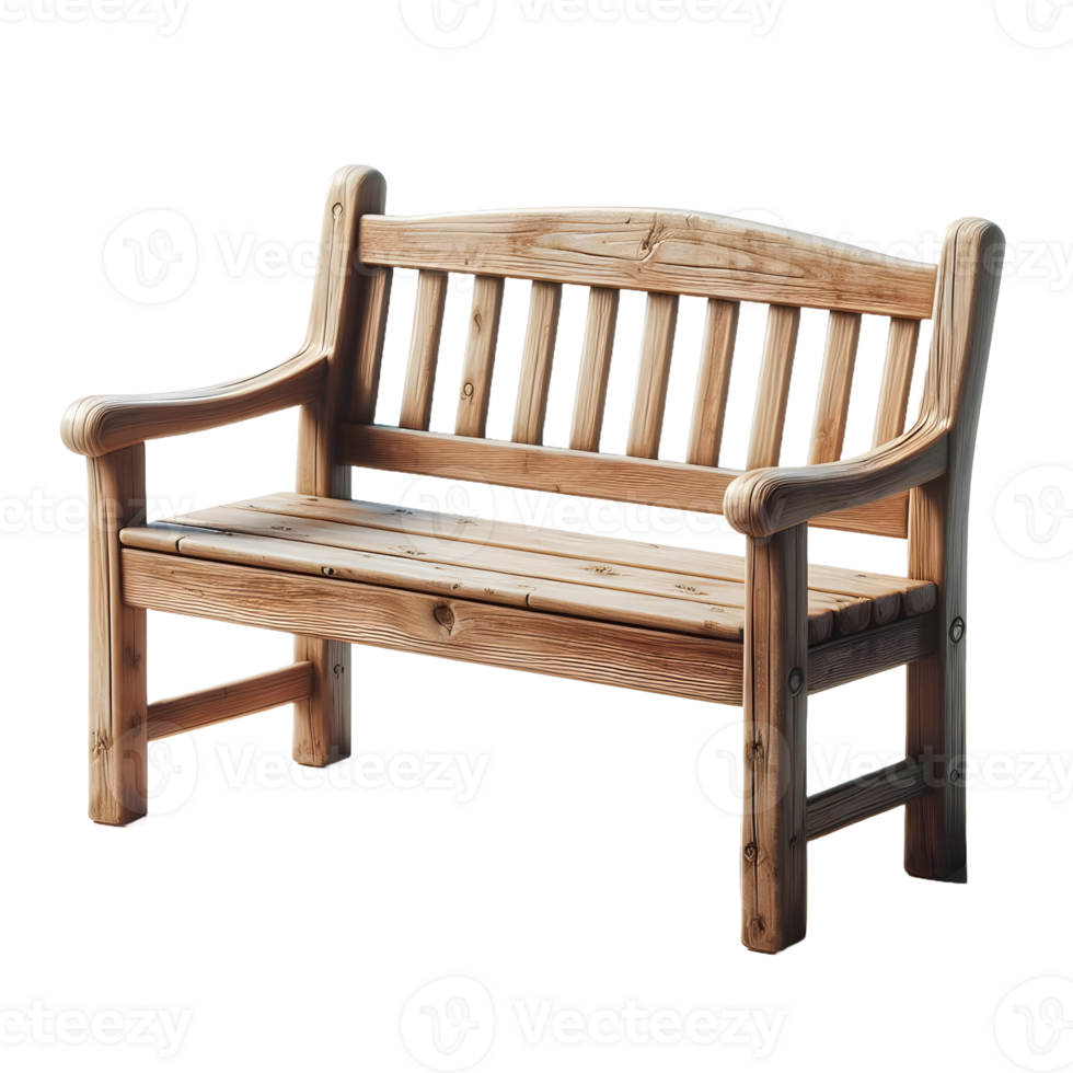 Wooden bench and furniture isolated on transparent background png