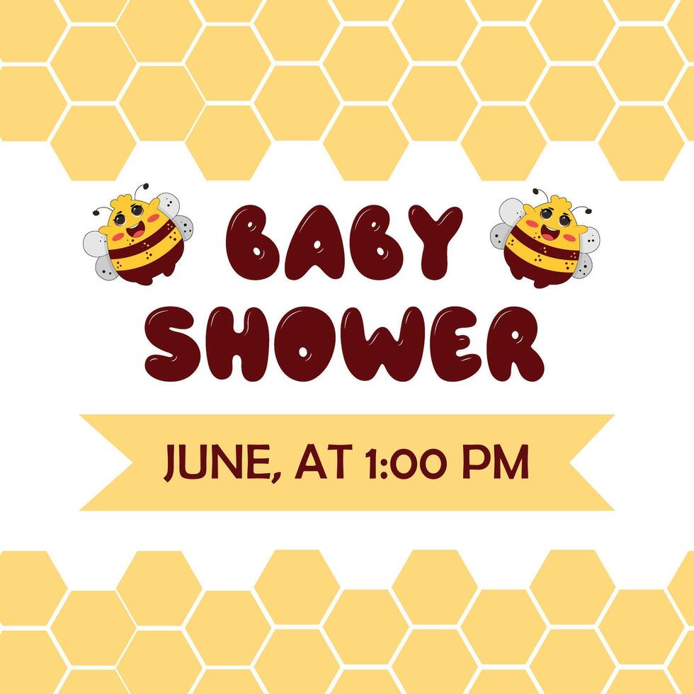 Bee Baby Shower with bee, sweet, honey, honey, thank you card vector
