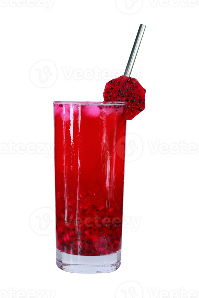 A glass of fresh dragon fruit juice on a transparent background png