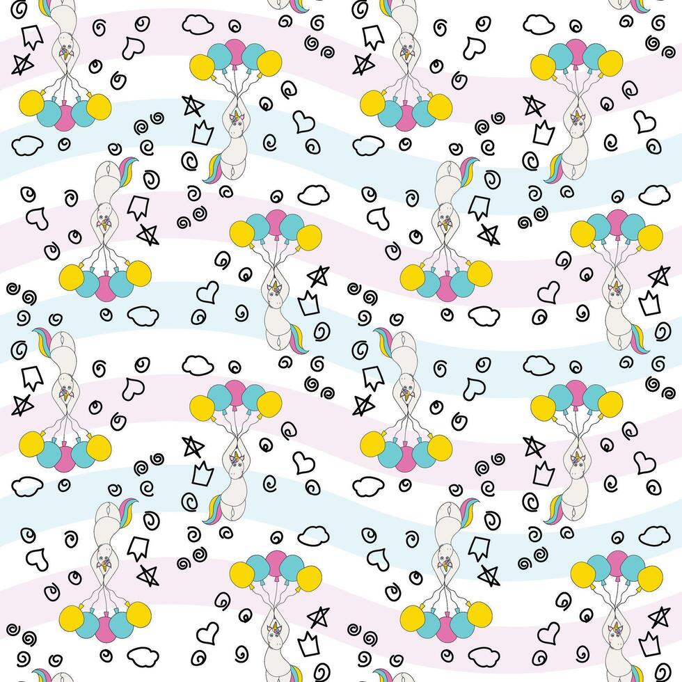 Cute Unicorn Seamless repeating background texture pattern for fashion fabrics, textile graphics, prints vector