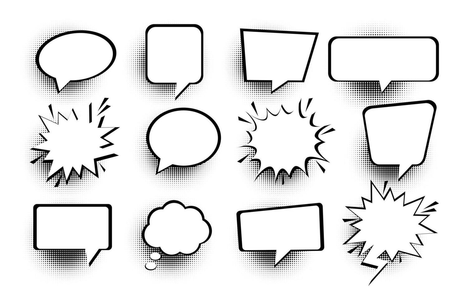 Speech or thought bubbles. Retro empty comic speech bubbles set. vector