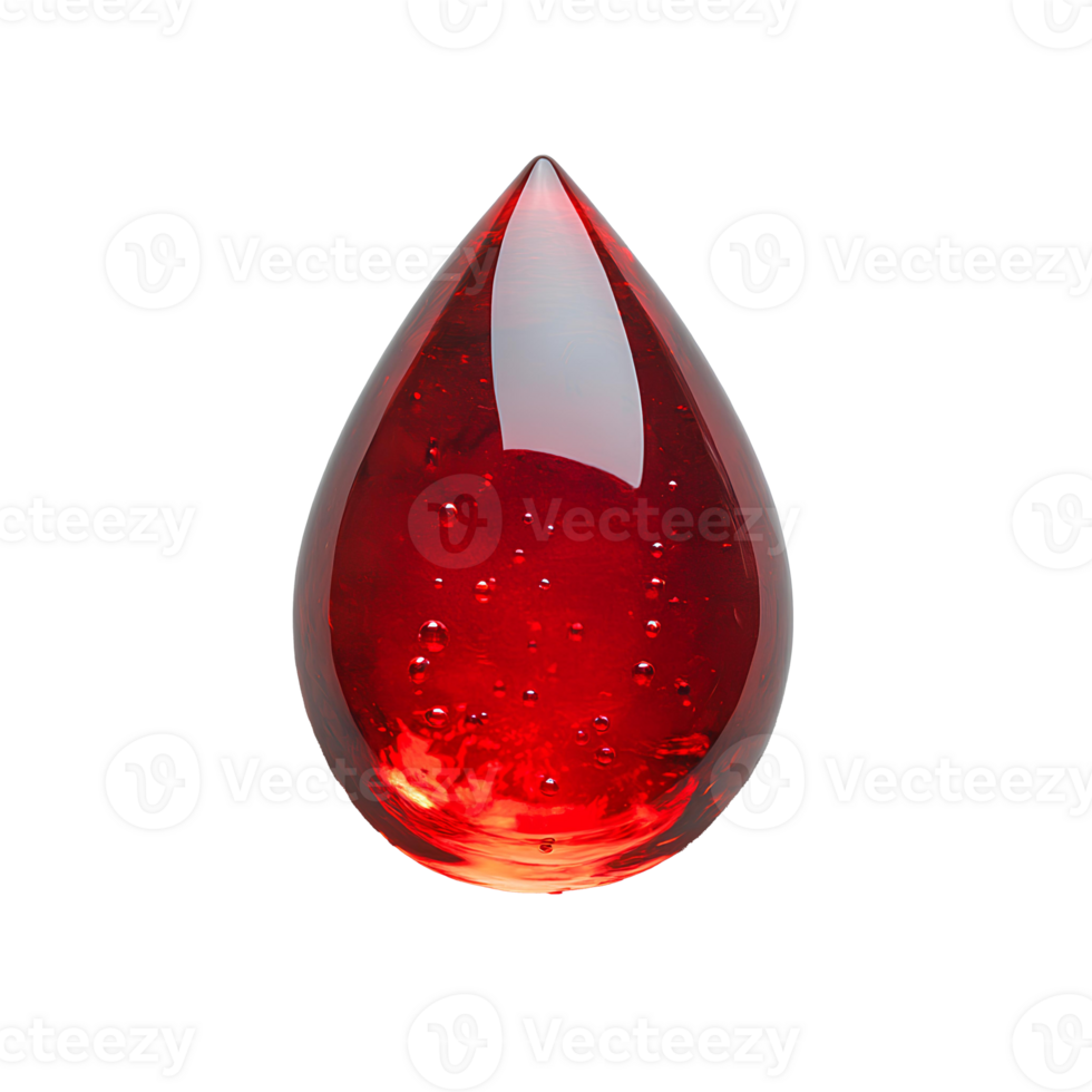 red viscous droplet . red drop top view . red liquid paint drop flat lay isolated png