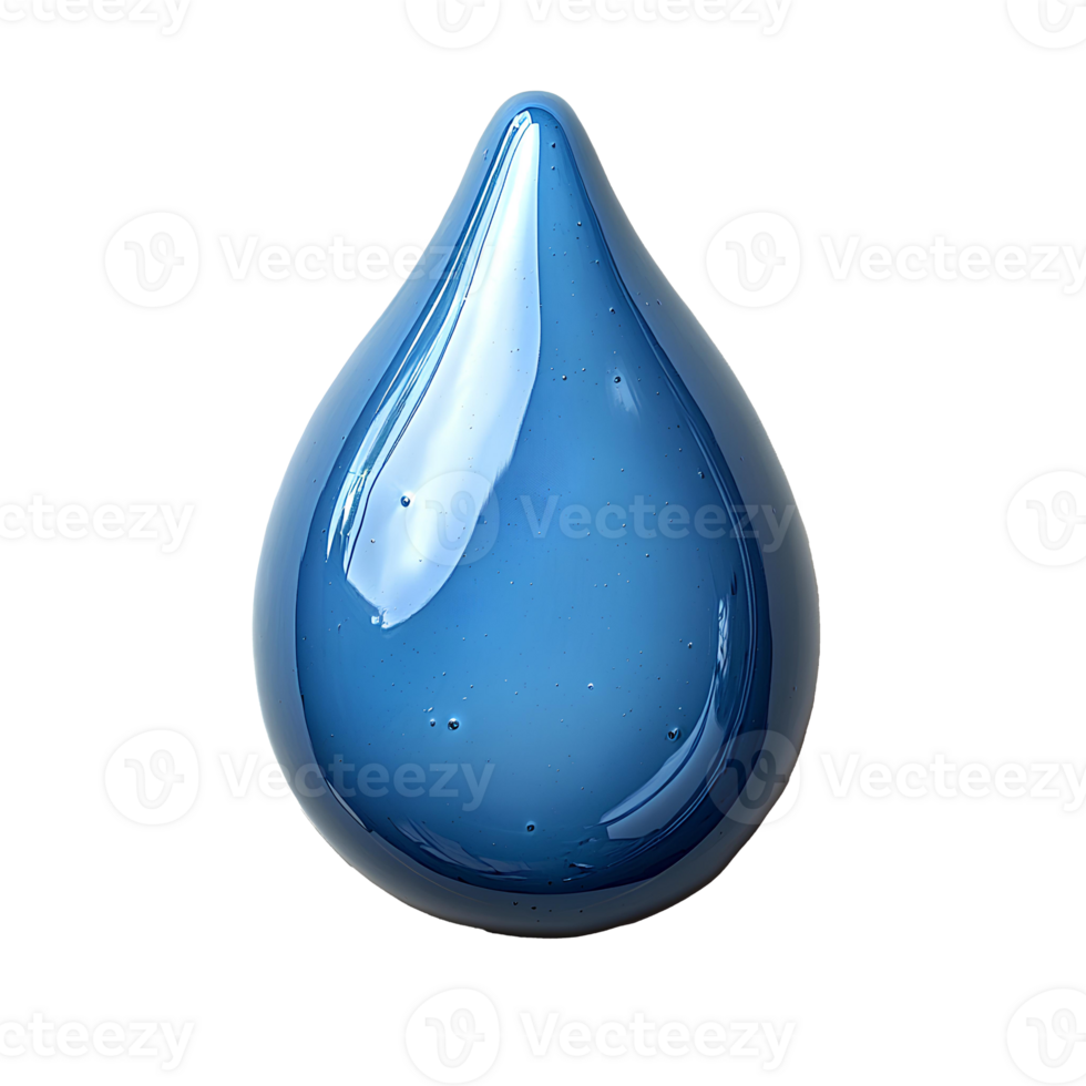blue viscous droplet . blue drop top view . blue liquid paint drop flat lay isolated png