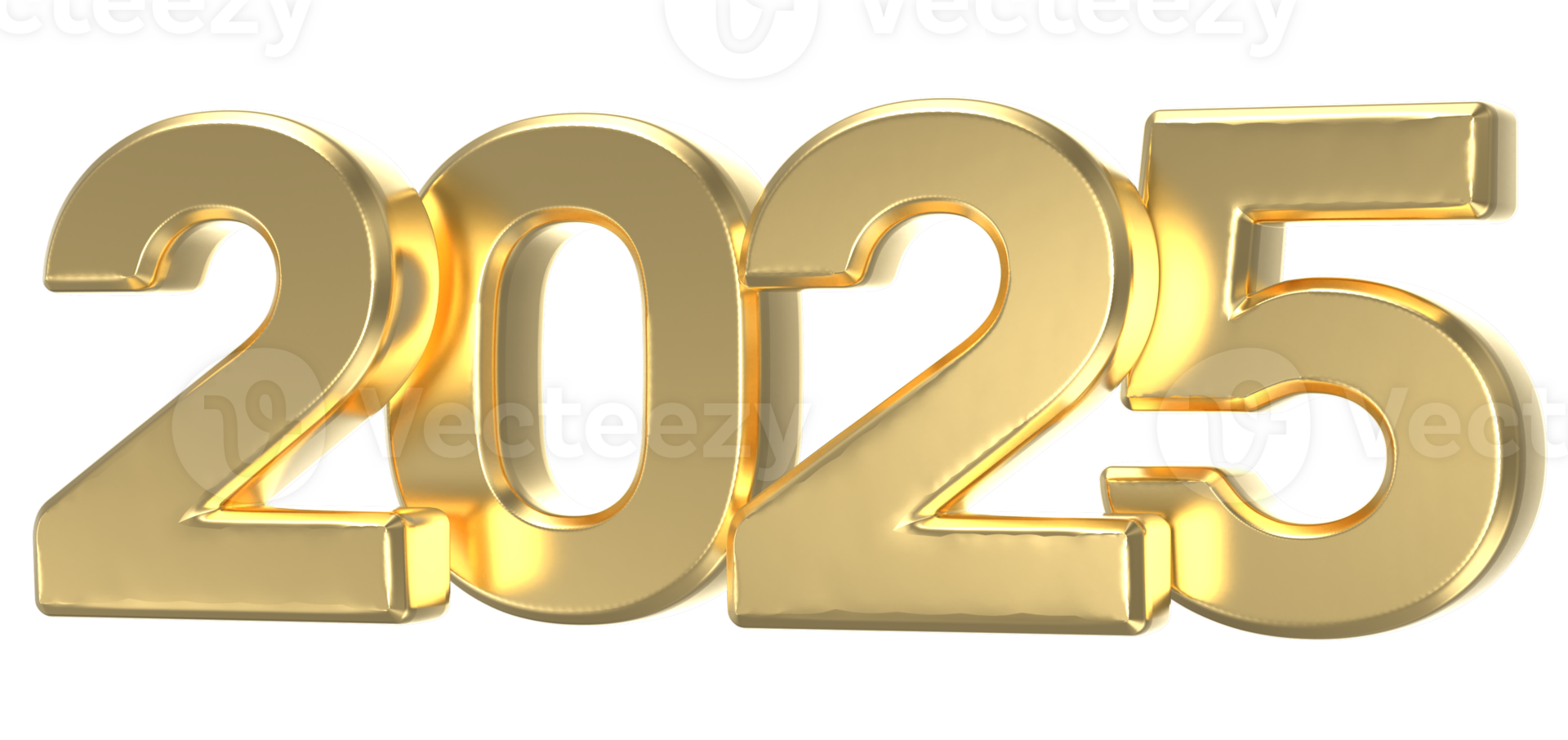 Happy New Year 2025 Gold 3D png