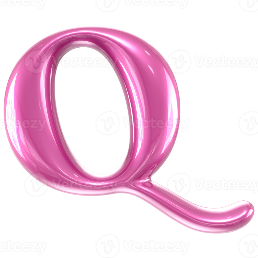 Q Font Pink 3d Render png