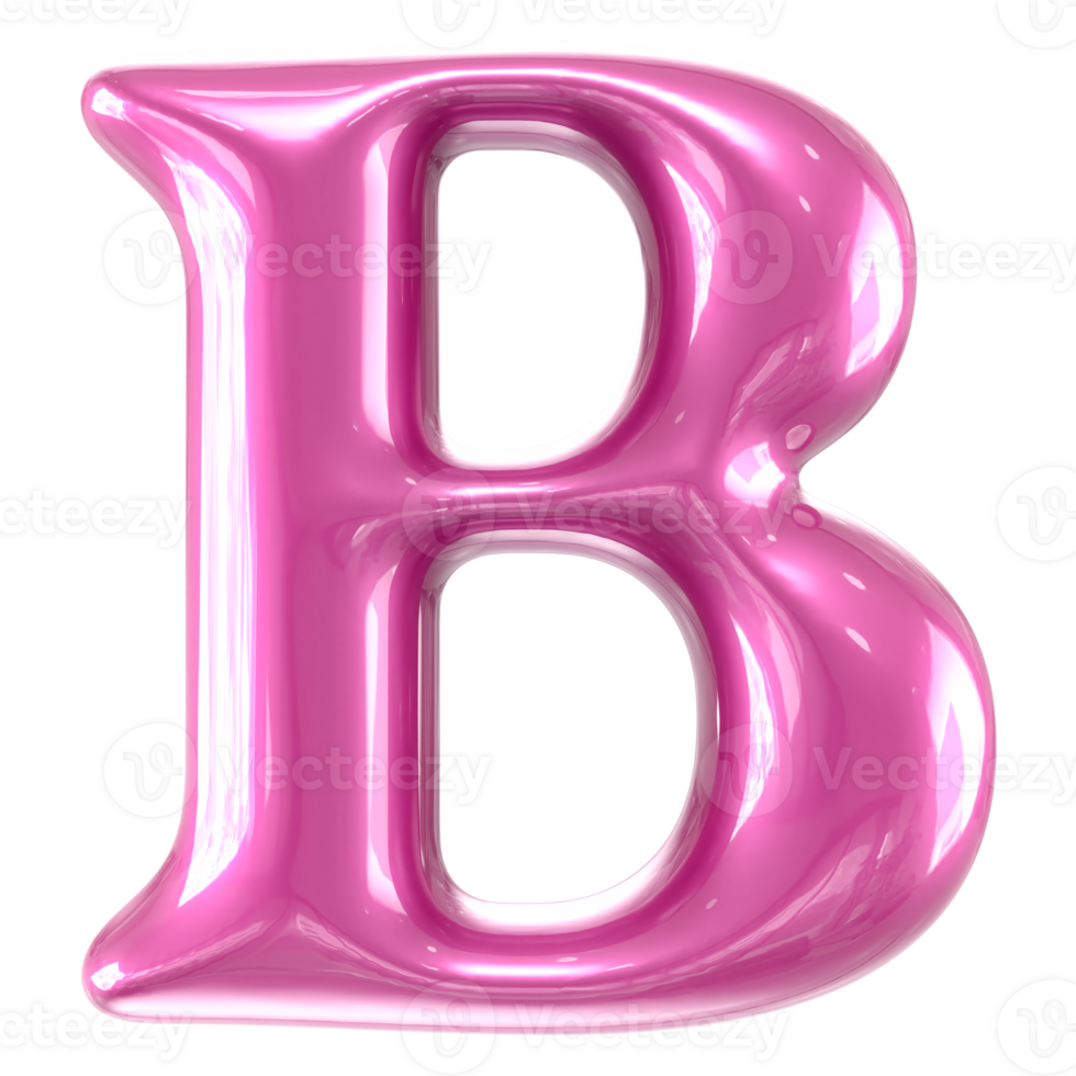 B Font Pink 3d Render png
