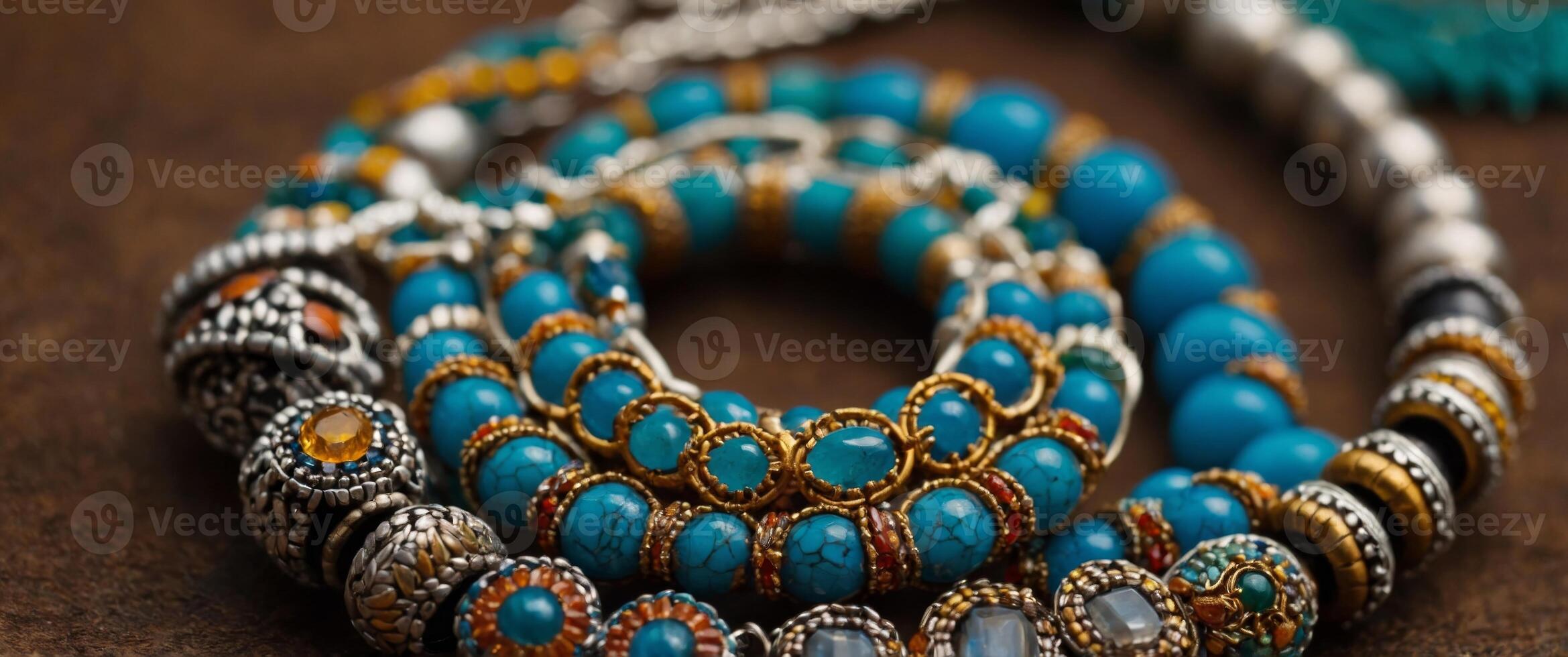 South african jewelry Closeup of intricate bead work for sale. photo