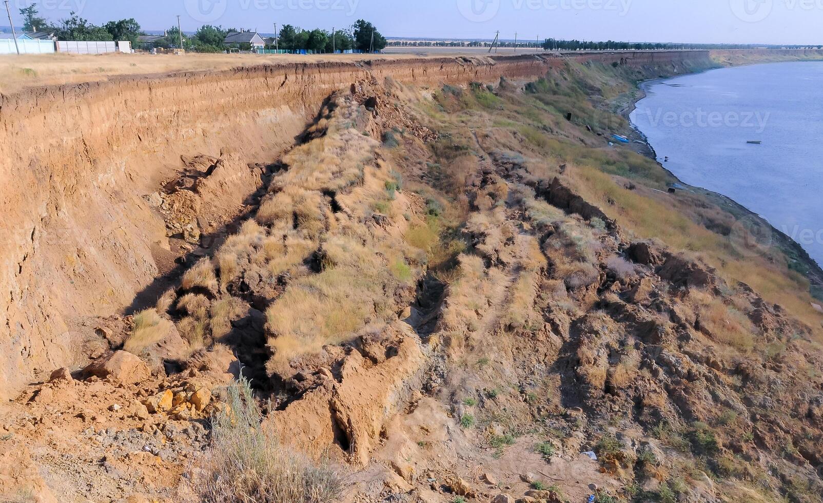 A large landslide on a clay cliff bank in eastern Crimea photo