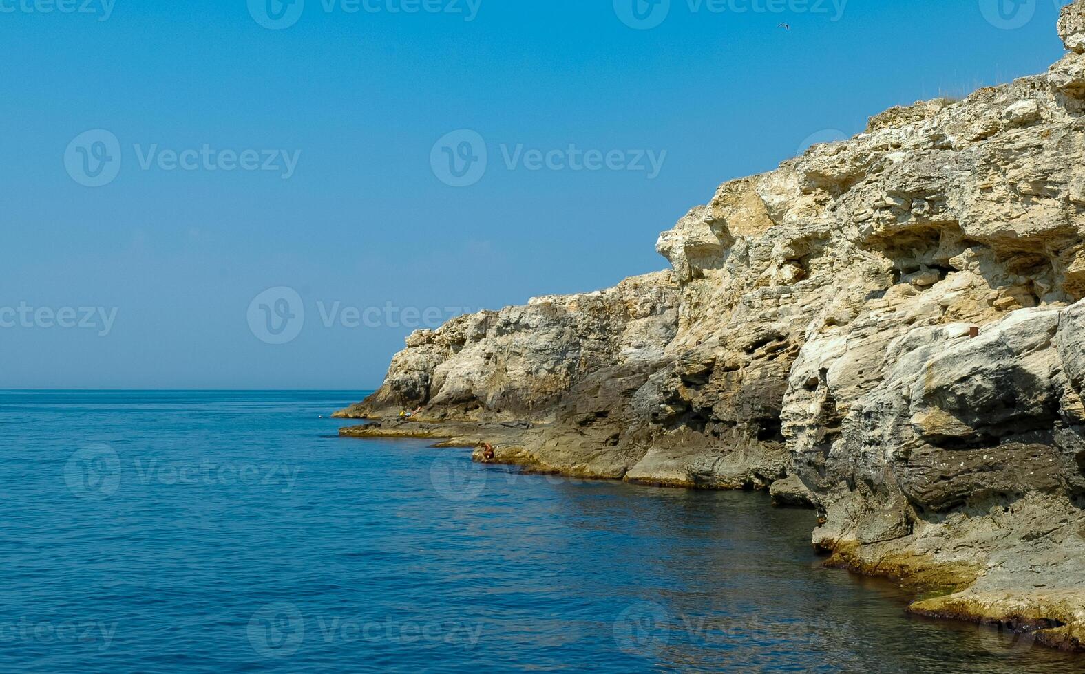 Coastal limestone cliffs on Atlesh in Crimea, Tarkhankut photo
