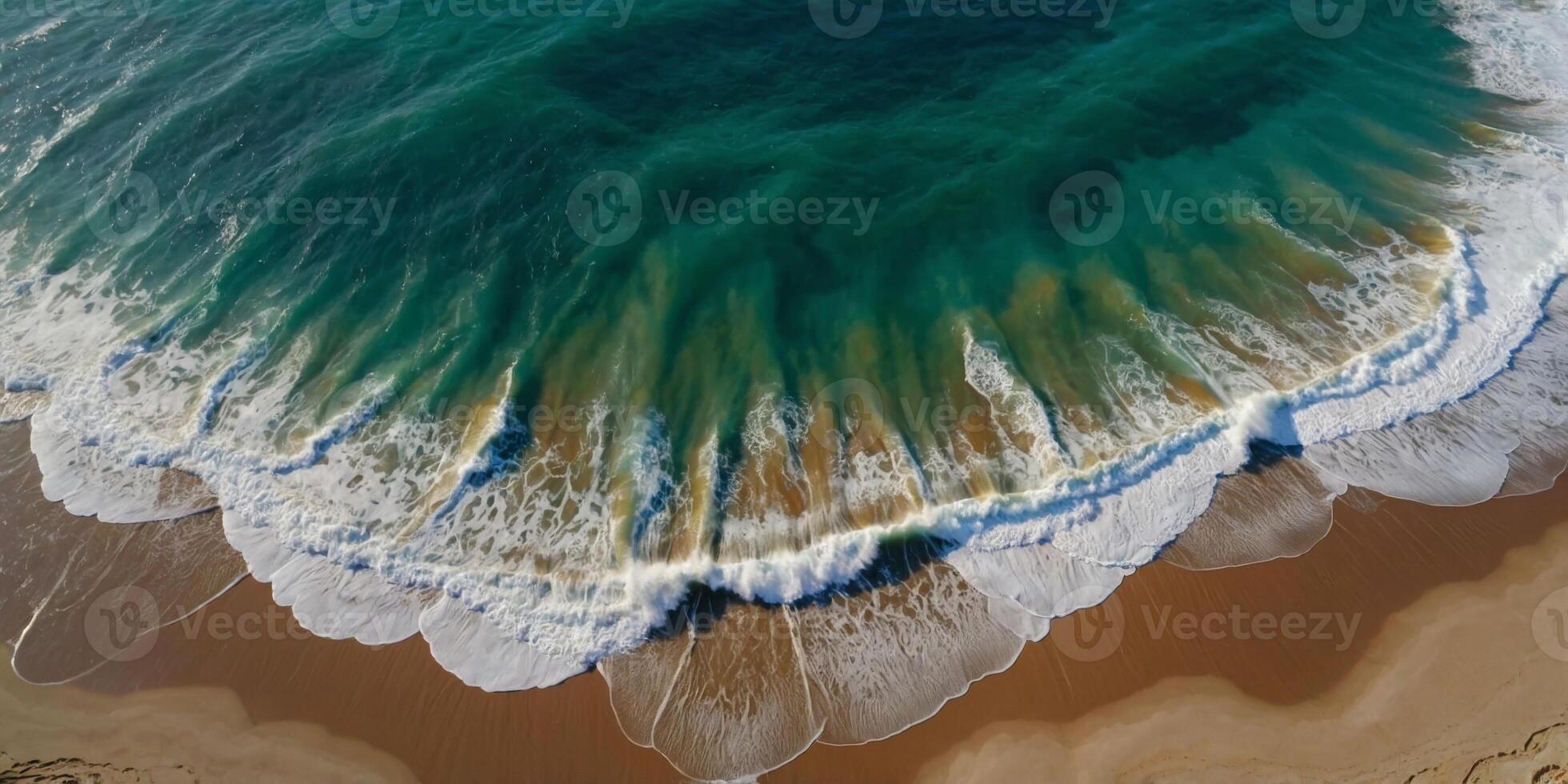 Top view waves on the beach background, Summer holiday vacation concept. photo