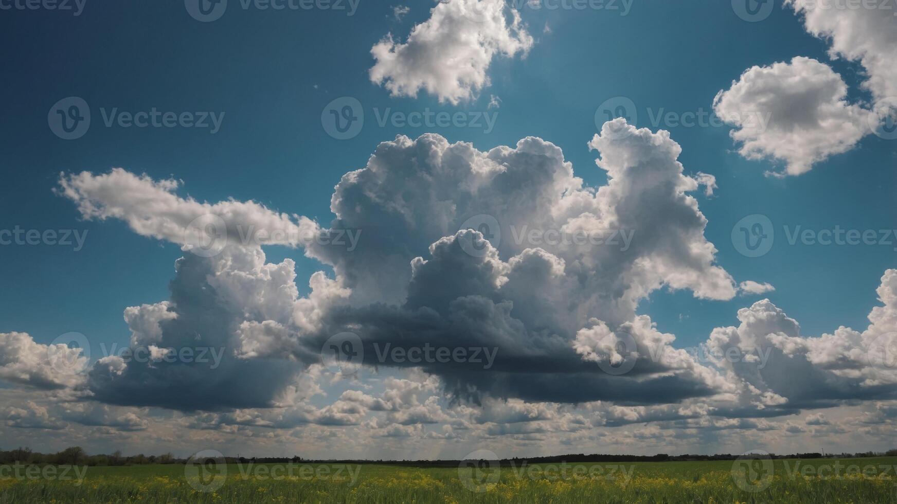 The unique beauty of a clear cloudy daytime spring sunny calm bright sky. photo