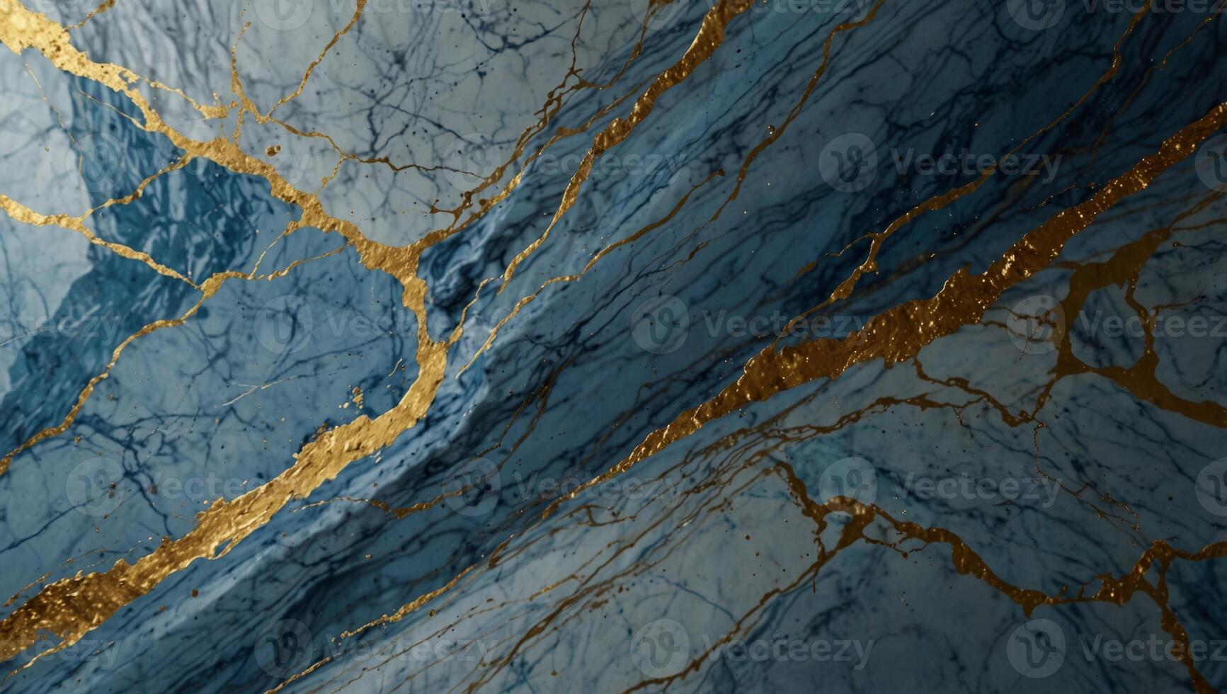 This visually stunning image blends serene blue tones with vibrant gold streaks, capturing the dynamic and fluid beauty of marble in an almost celestial depiction. photo