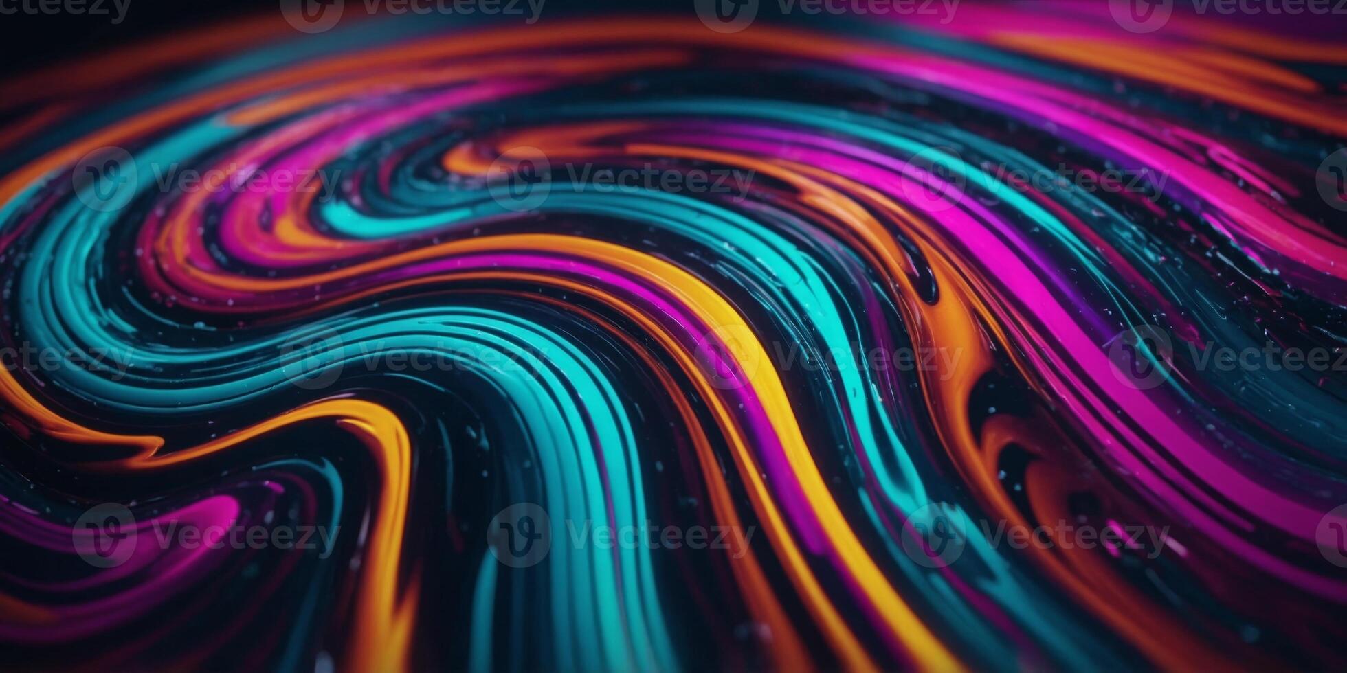 Vibrant neon swirl background with smooth transitions for trendy accessories and product concepts. photo
