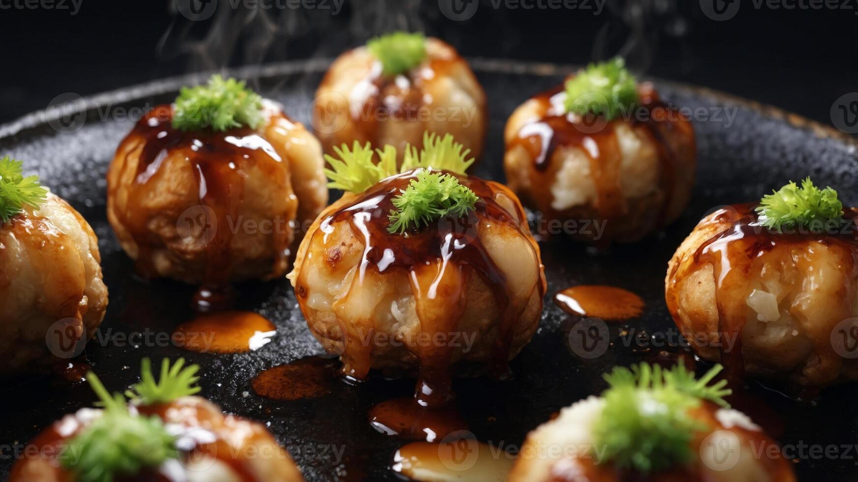 Well-liked Japanese treat called takoyaki. photo