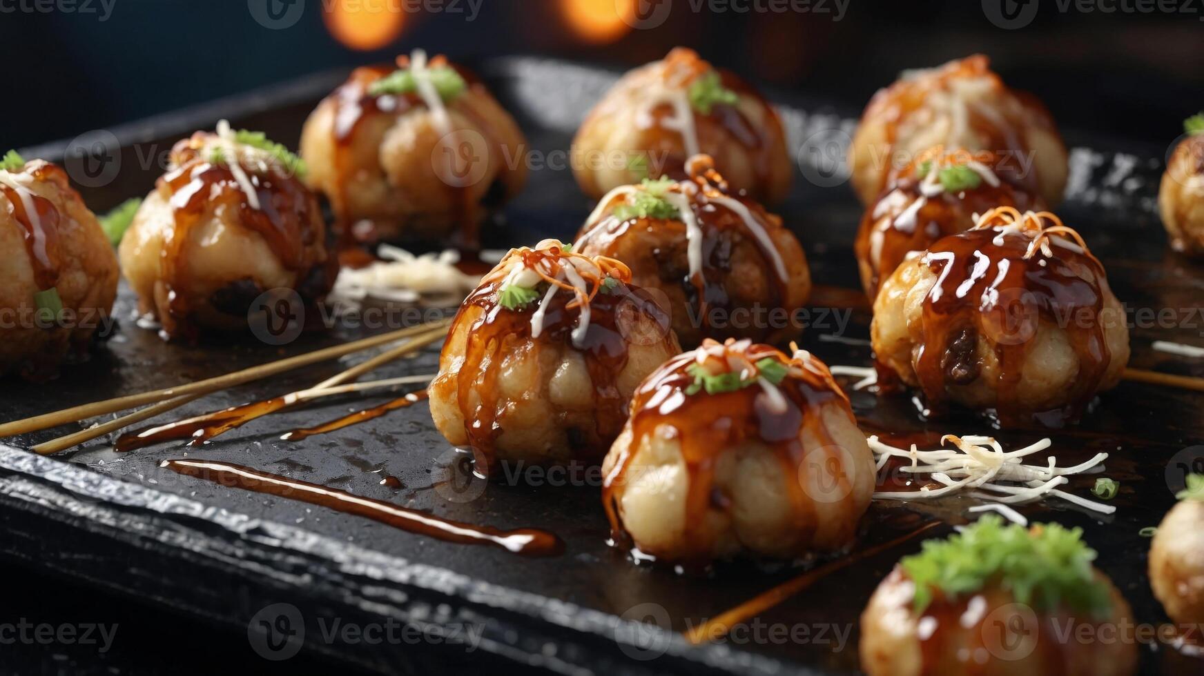 Well-liked Japanese treat called takoyaki. photo